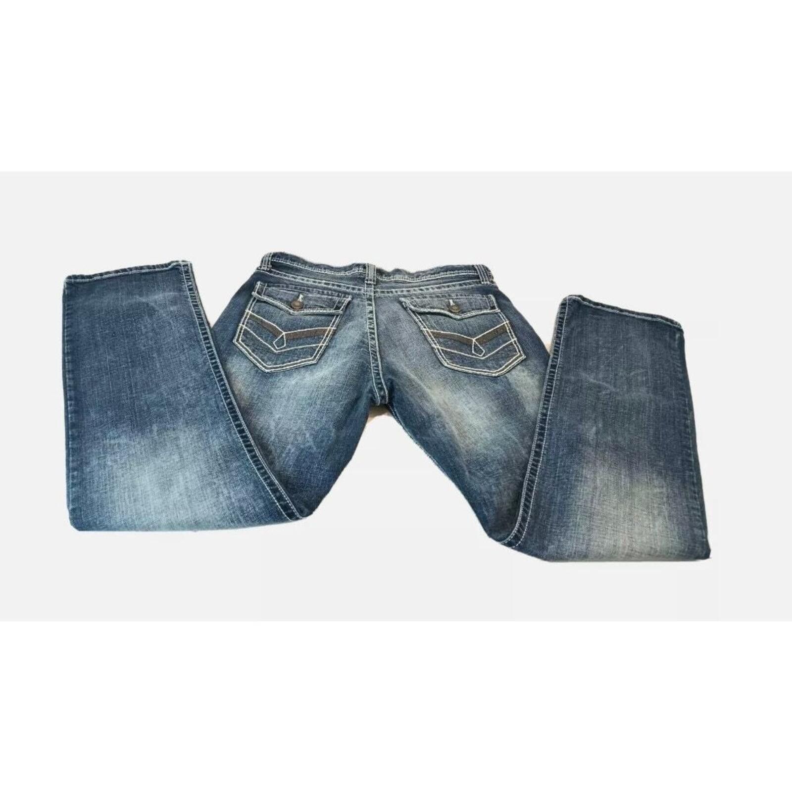 Decree Decree Flex Medium Wash Jeans Design Pockets Men's 35 x 32 Size US 35 - 4 Thumbnail