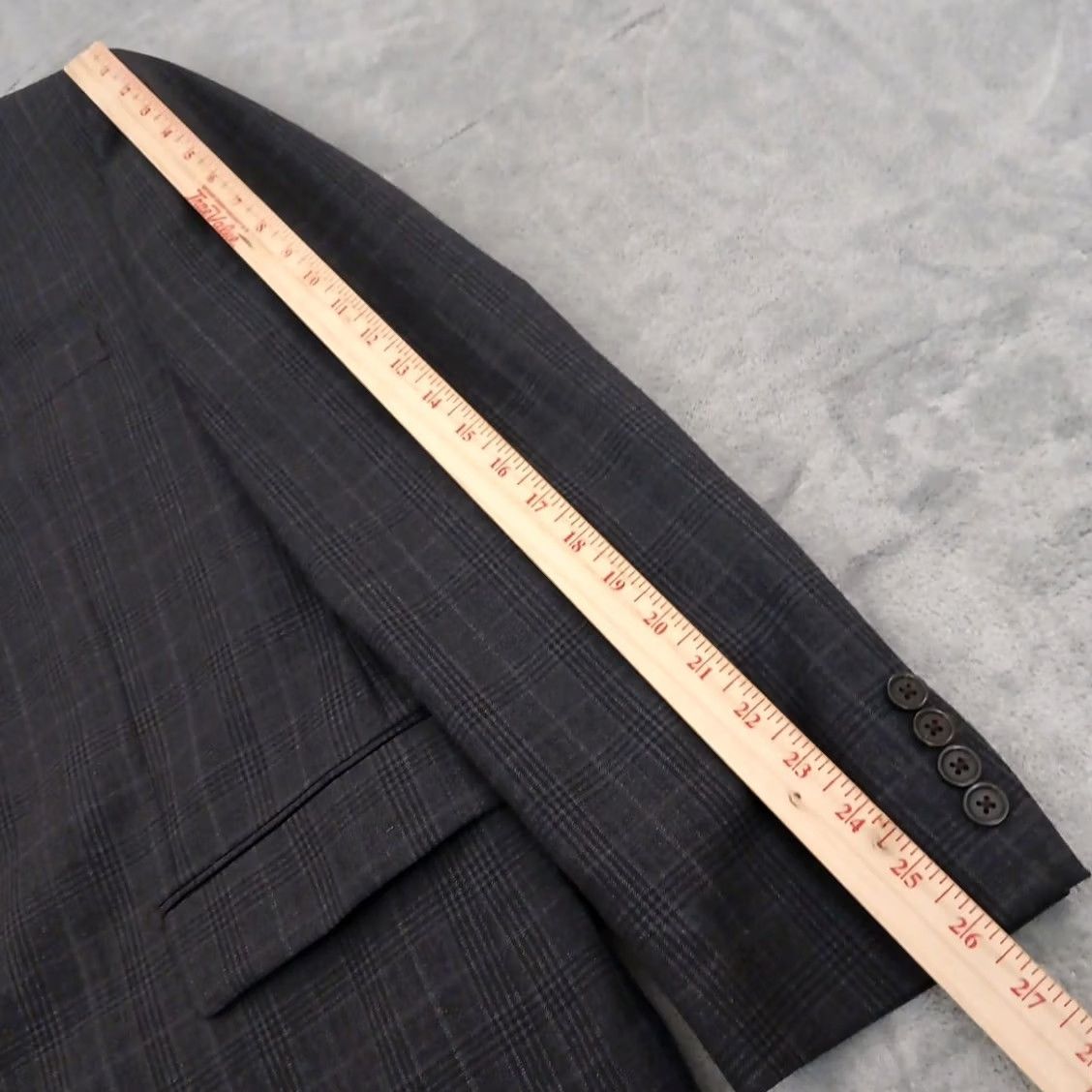 Ralph Lauren Lauren Ralph Lauren Blazer Mens 44 Long Gray Plaid Two Button Double Vent Notch Lapel 2 Piece Wool Polyester Jacket Coat Streetwear Mens Size 44R - 3 Thumbnail
