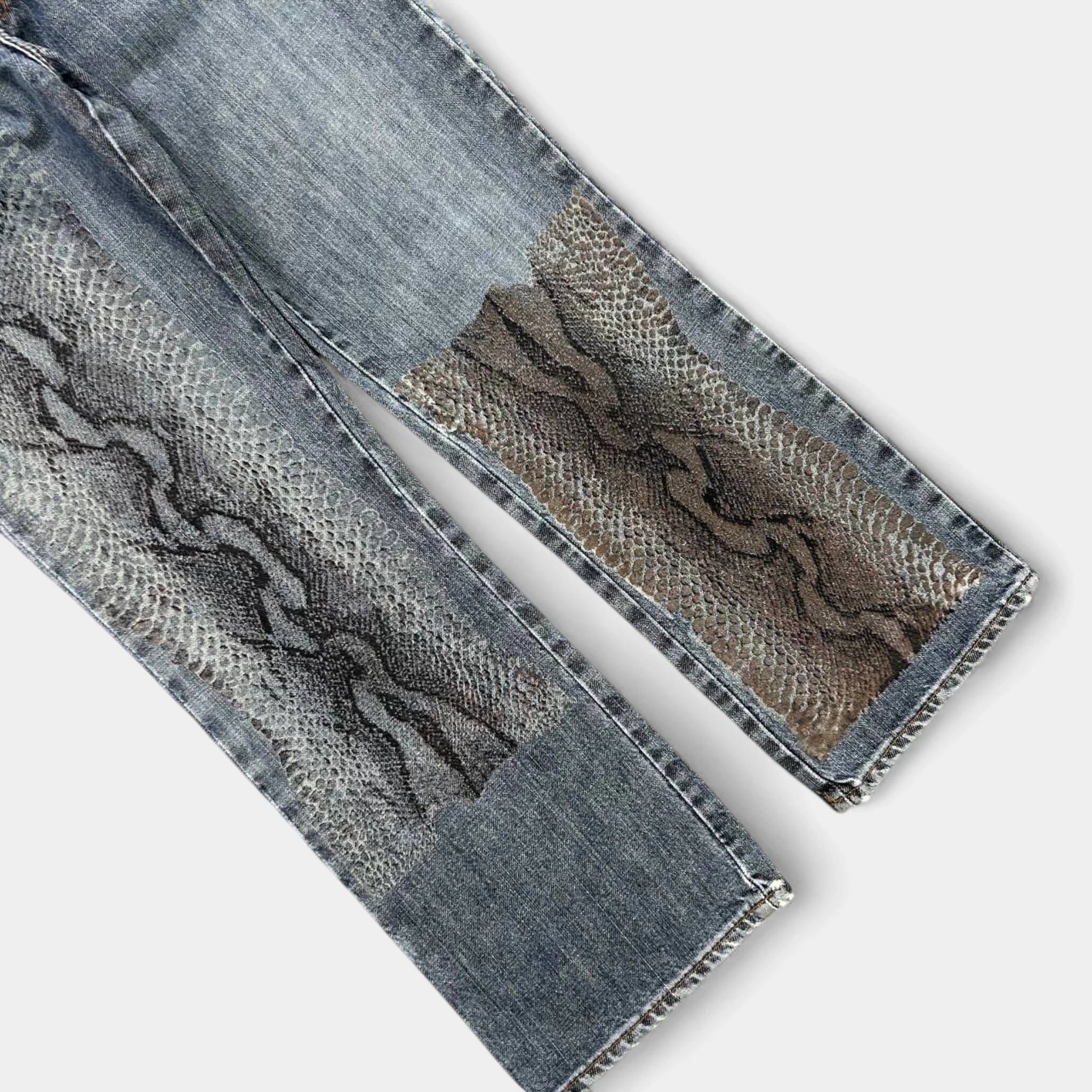 Just Cavalli Just Cavalli 2000's Snake Skin Pattern Denim Pants Size US 29 - 3 Thumbnail