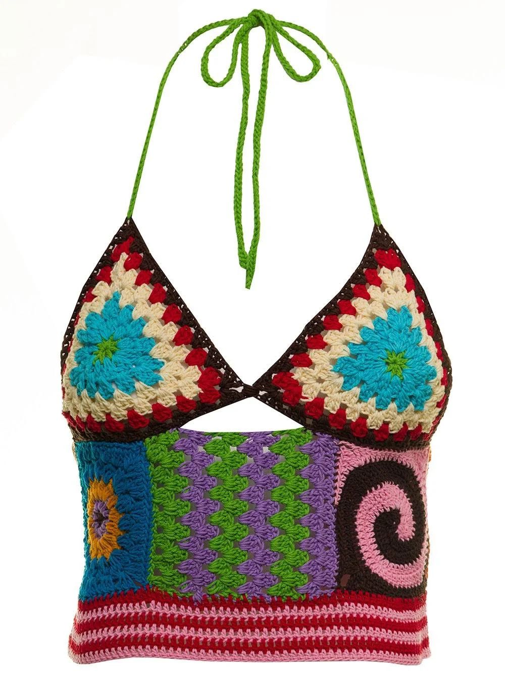 image of Andersson Bell O1Mle0424 Crotchet Bikini Top In Multicolor, Women's (Size Small)