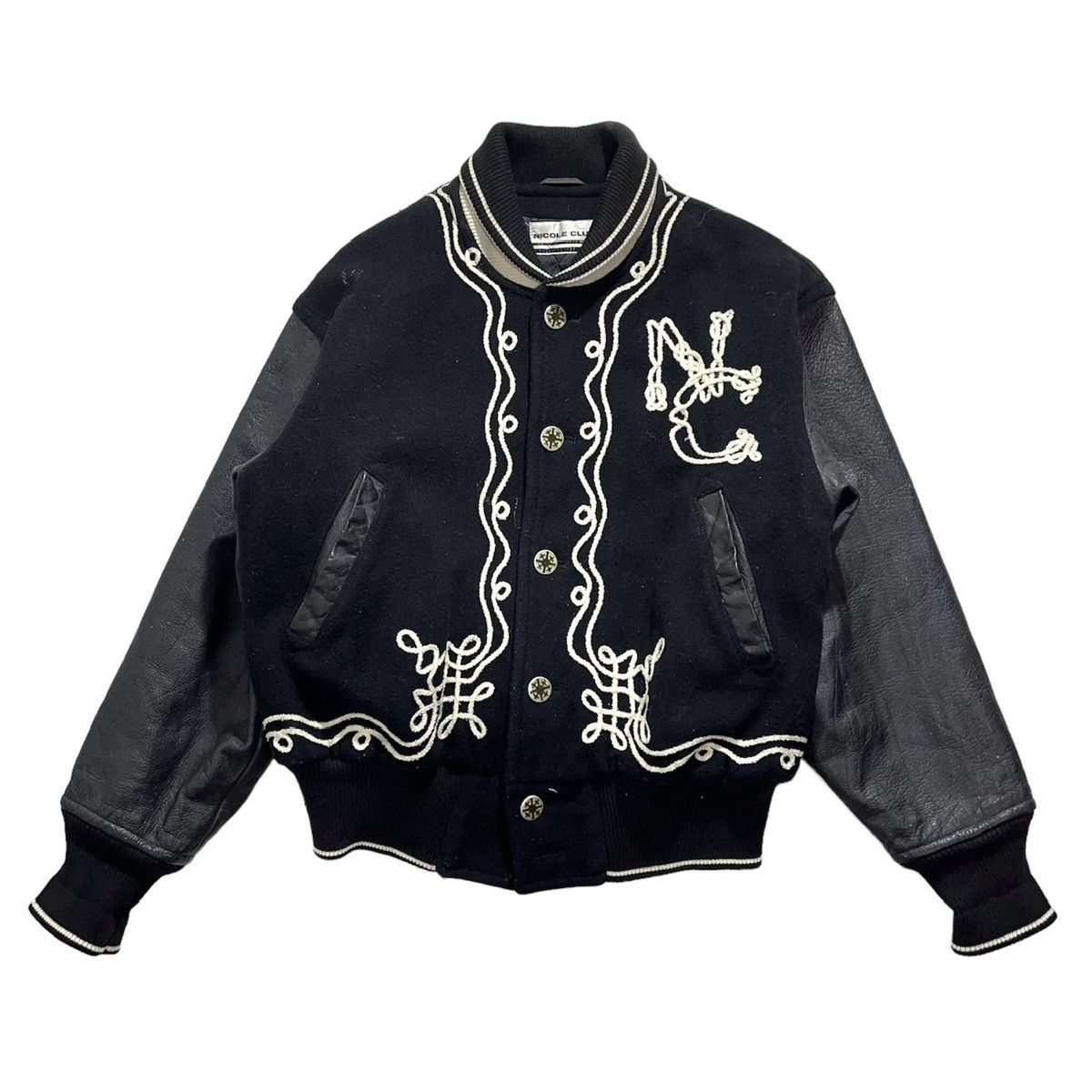 Nicole Club 1990s Nicole Club Rope Embroidery Leather Varsity Jacket Size US M / EU 48-50 / 2 - 1 Thumbnail
