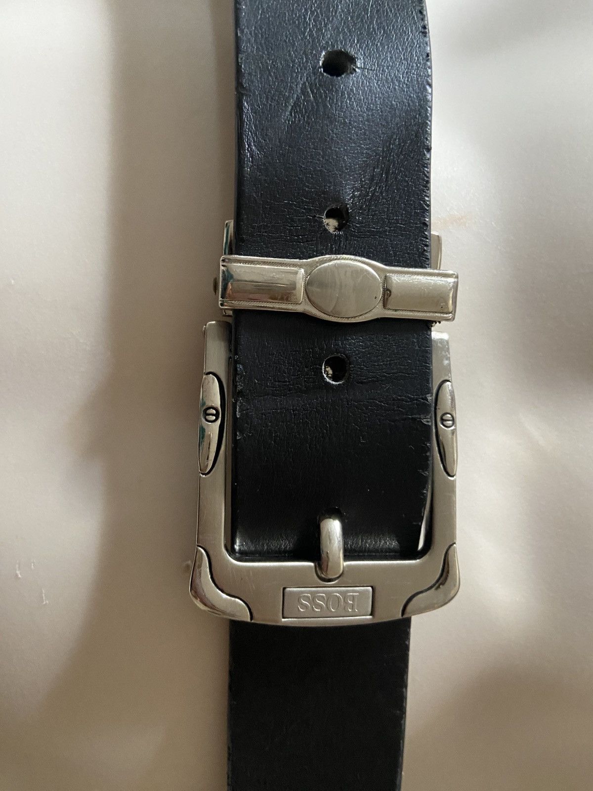 Hugo Boss Black Boss Genuine Leather belt with silver tone buckle Size 38 - 3 Thumbnail