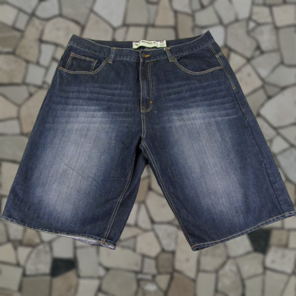 Avirex Avirex Jeans Shorts Mens 44 Big & Tall Blue Denim Jorts Baggy Dark Wash Whisker Fade Size US 44 / EU 60 - 1 Thumbnail