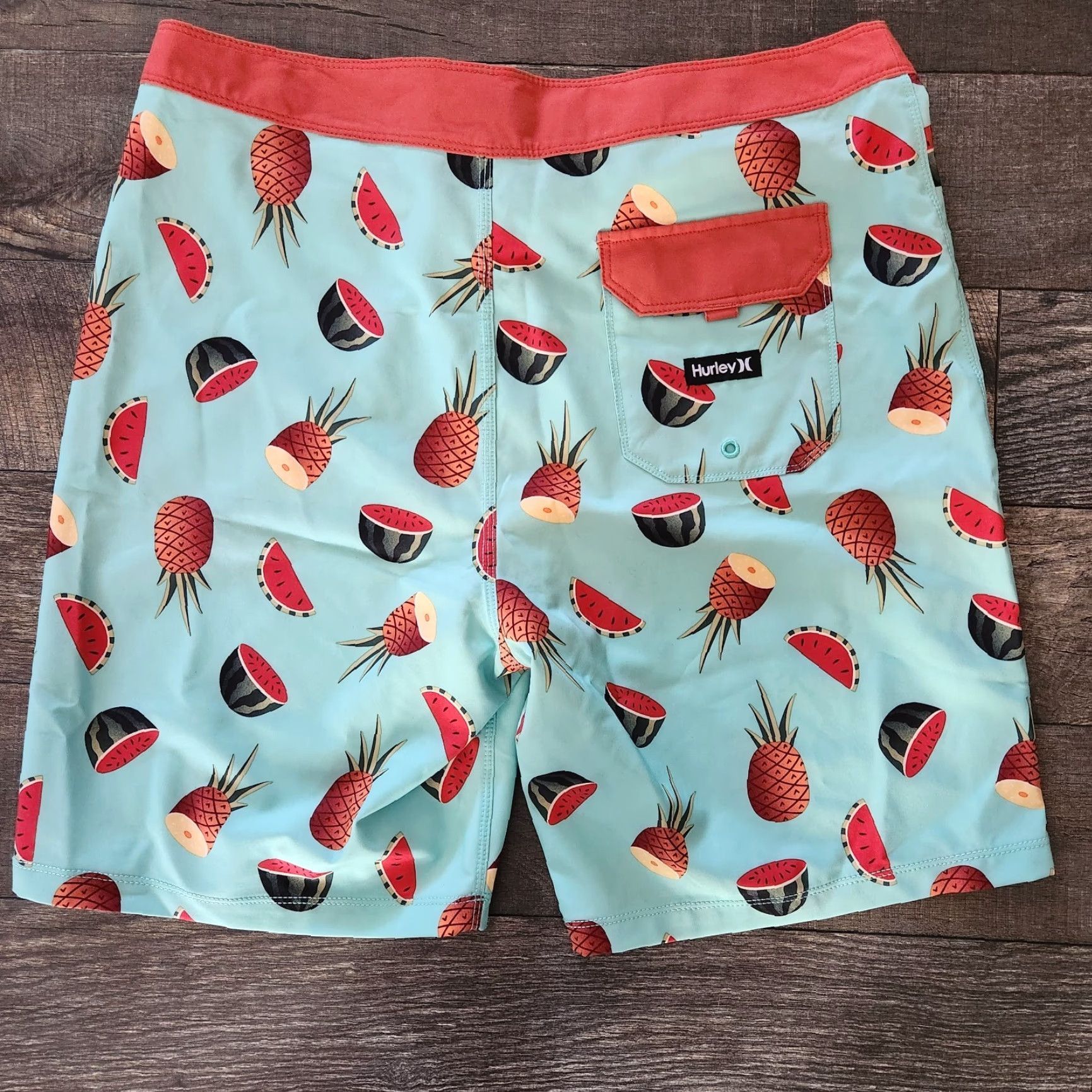 Hurley Hurley Boardshorts Men 32 Trunks Swim Bottom Fruit Print Tropical Blue Drawstring Surfing Size US 32 / EU 48 - 4 Thumbnail
