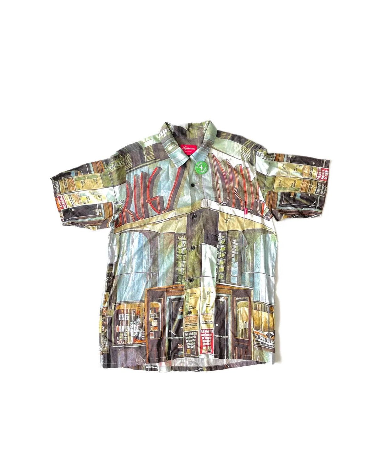 image of Supreme Drugs Rayon Shirt in White, Men's (Size Medium)