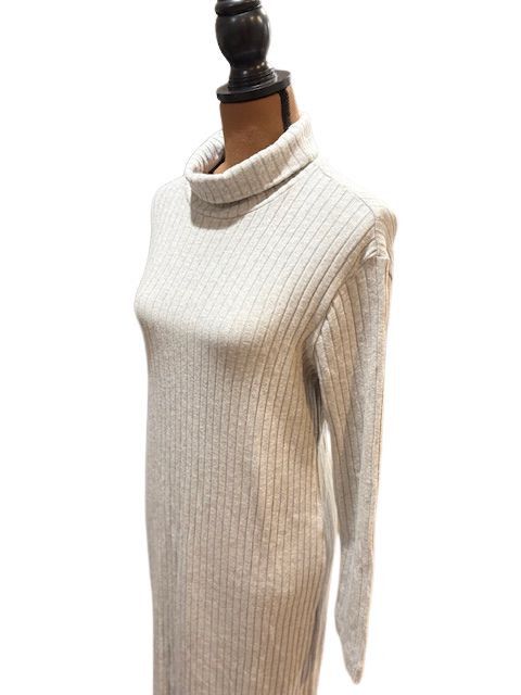 DONNI. DONNI Rib Turtleneck Sweater Midi Dress in Light Grey Size M / US 6-8 / IT 42-44 - 4 Thumbnail