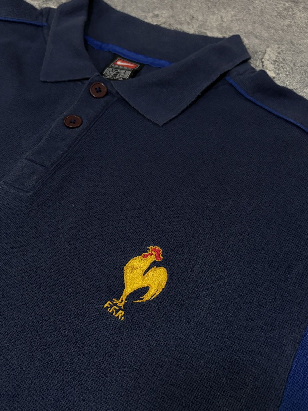 Nike Vintage Nike Team France Rugby F.F.R. Polo Shirt Navy Blue Size US XL / EU 56 / 4 - 7 Thumbnail