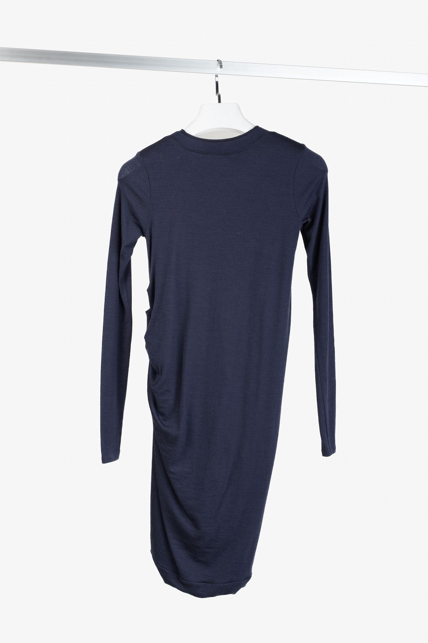 Brunello Cucinelli Brunello Cucinelli Wool Ruched Long-Sleeve Bubble Hem Dress Size S / US 4 / IT 40 - 2 Thumbnail