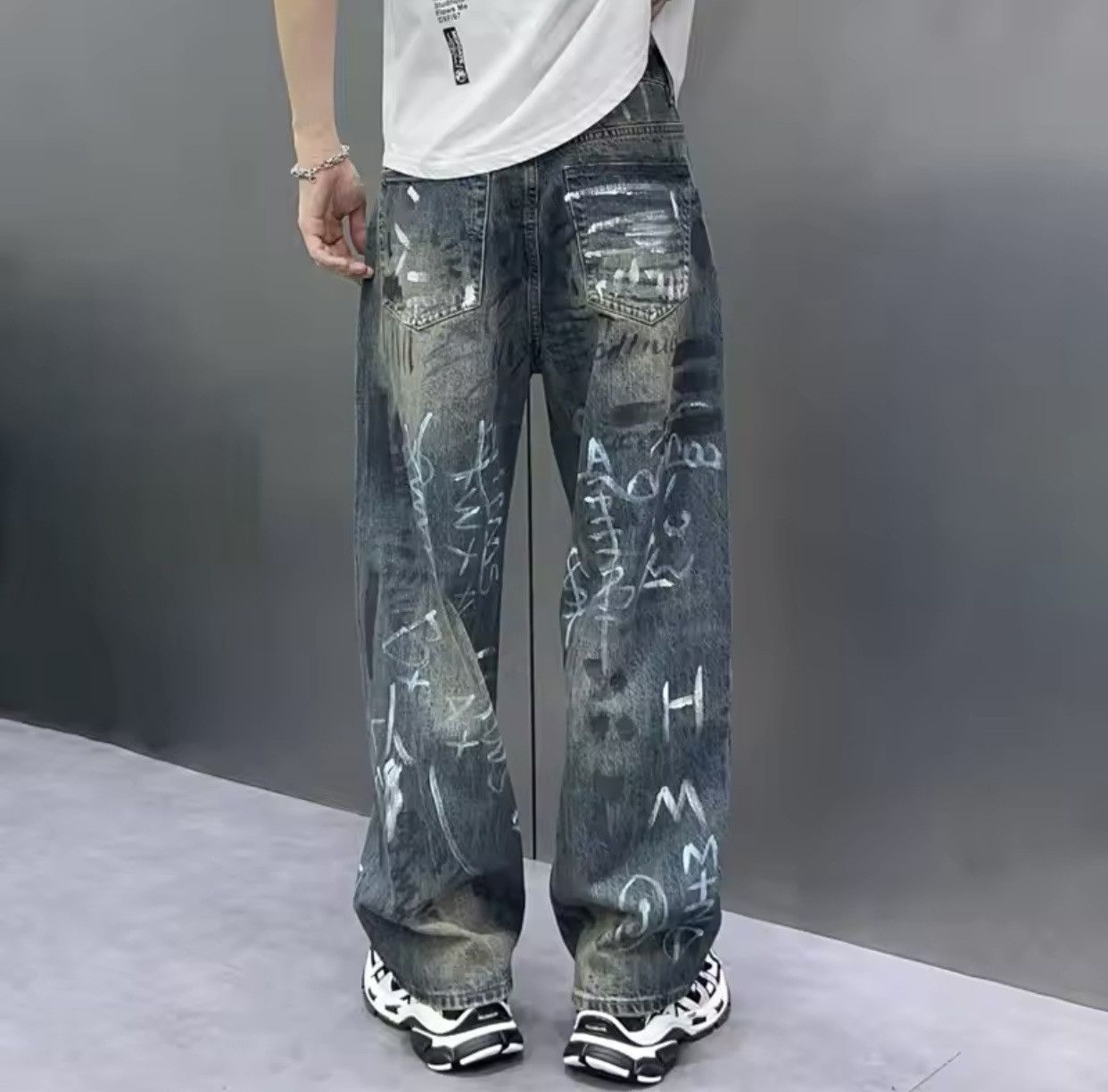 Denime × Japanese Brand Y2K Baggy Jeans Vintage Blue Loosen Fit Hand-painted Denim Size US 30 / EU 46 - 5 Thumbnail