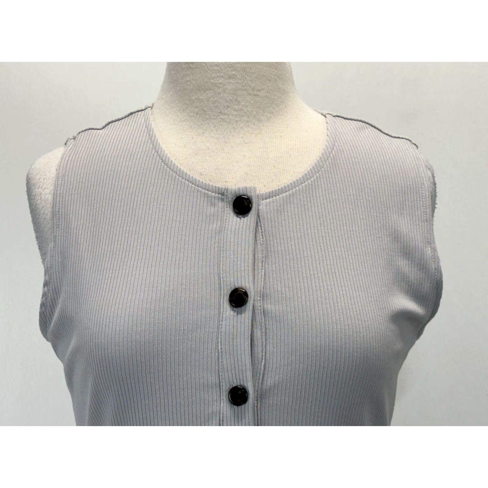 Anthropologie Anthropologie x Callahan Knitwear Maxi Dress Sz Large Grey Button Front Stretch Cotton Blend Sleeveless Round Neck Women Size L / US 10 / IT 46 - 5 Thumbnail