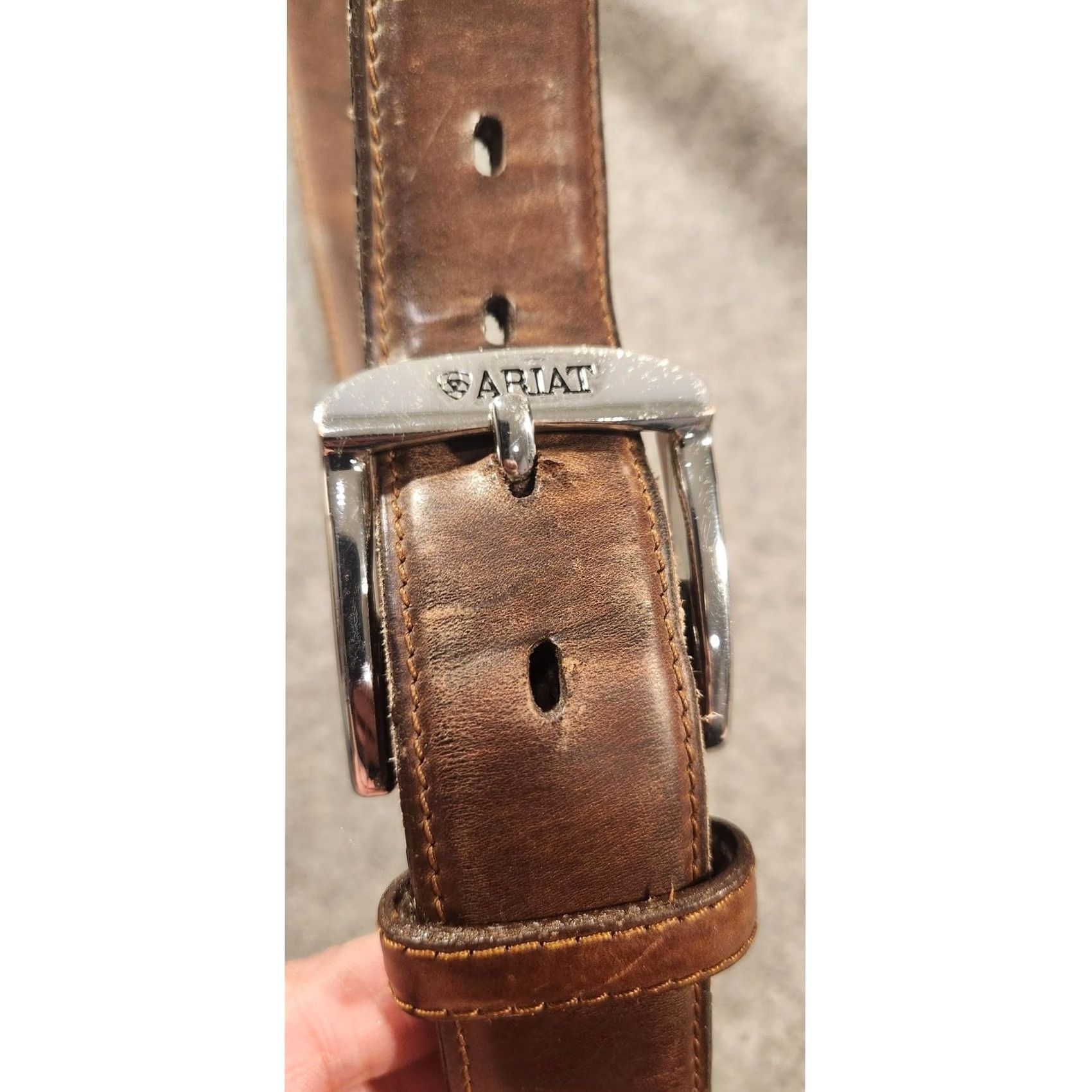 Ariat Ariat Belt Mens 36 Brown Leather Western Buckle D1022 Adjustable Size 36 - 2 Thumbnail