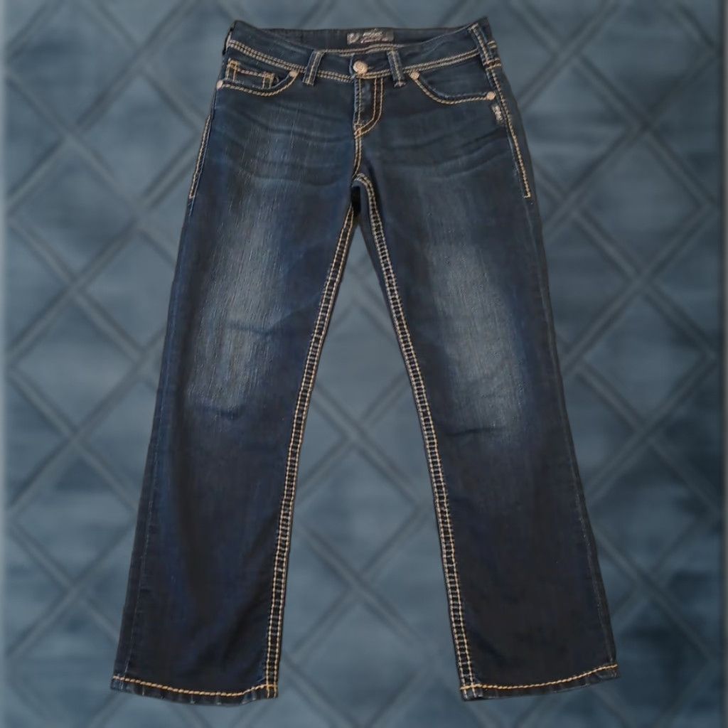 Silver Jeans Co. Silver Jeans Suki Capri Jeans Womens Size 27 Blue Dark Wash 28x26 Mid Rise Womens Jeans Capris 5-Pocket Denim Vintage No Size 27" / US 4 / IT 40 - 1 Thumbnail