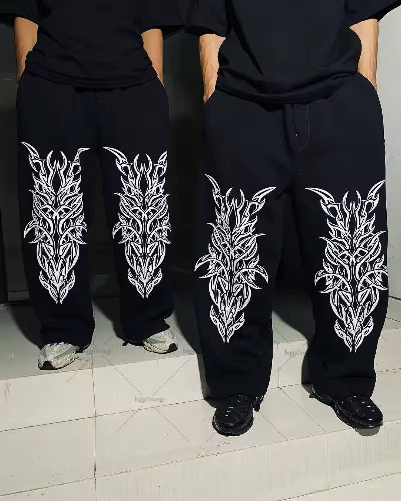 Japanese Brand × Vintage cotton wide-leg print sweatpants Size US 36 / EU 52 - 1 Thumbnail