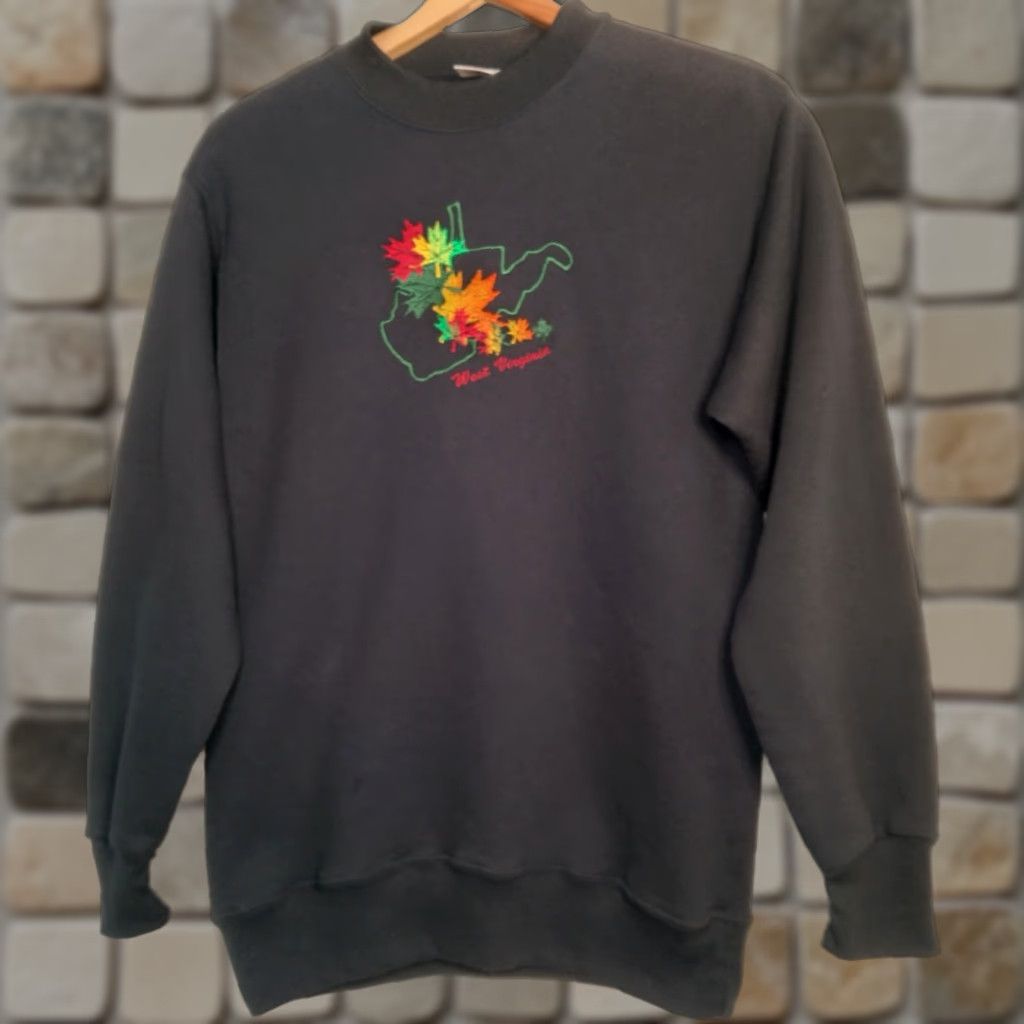 Vintage VINTAGE West Virginia Sweatshirt Men S Black Crew Neck Pullover Embroidered Nature Fall Leaves WV Small Size US S / EU 44-46 / 1 - 1 Thumbnail