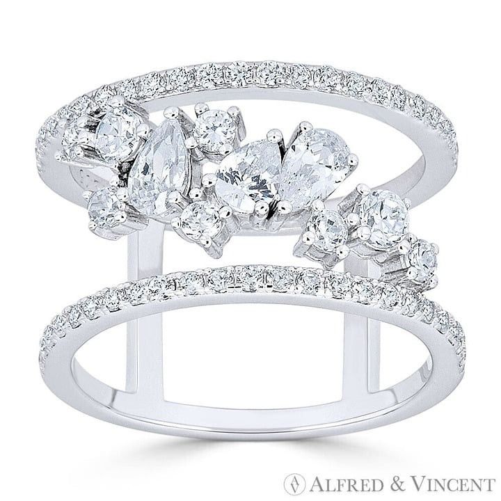 Other Ladies' CZ Crystal Double-Band Ring in .925 Sterling Silver Size ONE SIZE - 1 Preview