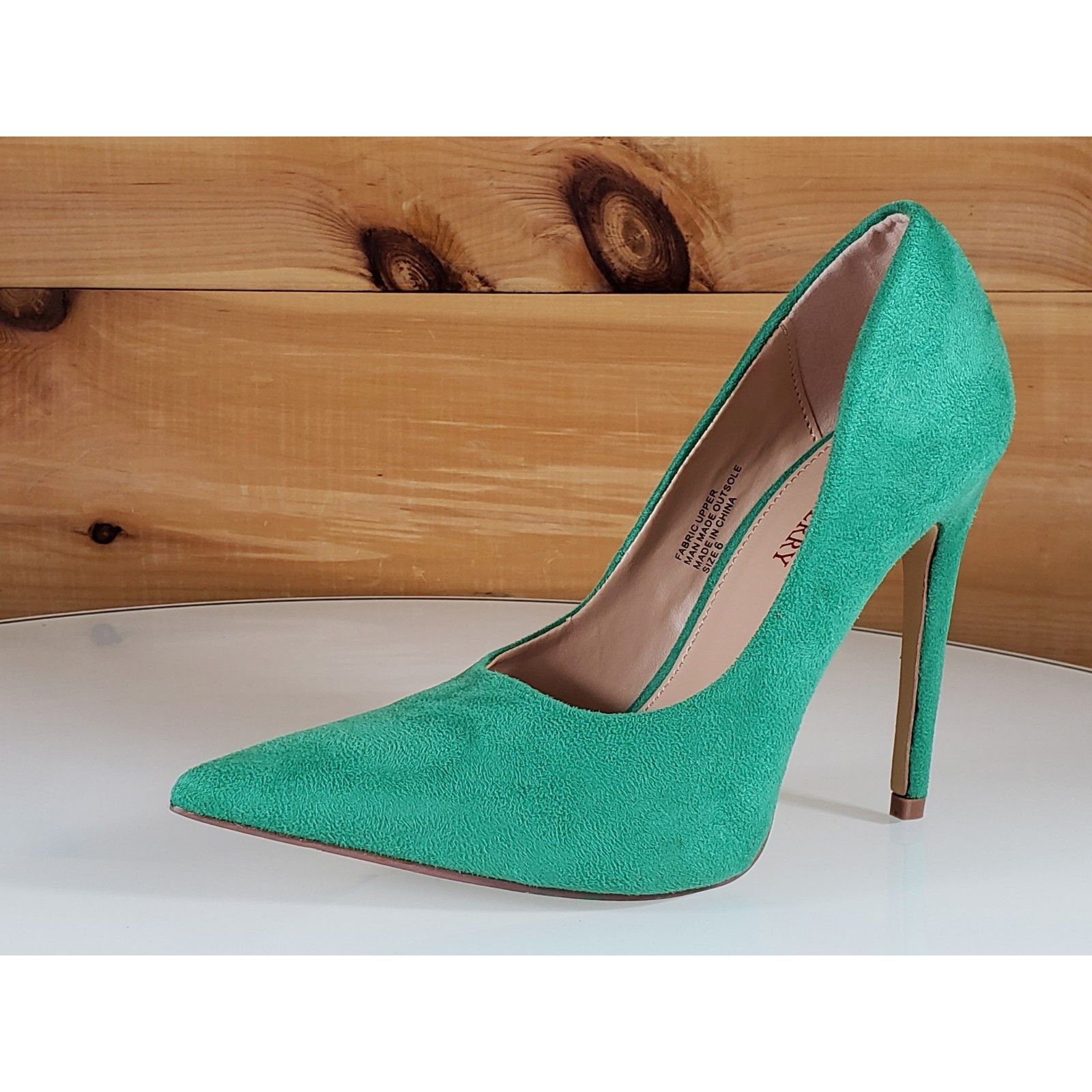 Other Red Cherry Milly Green Vegan Suede Pointy Toe Pump Shoe 4.5" Size US 6.5 / IT 36.5 - 2 Thumbnail