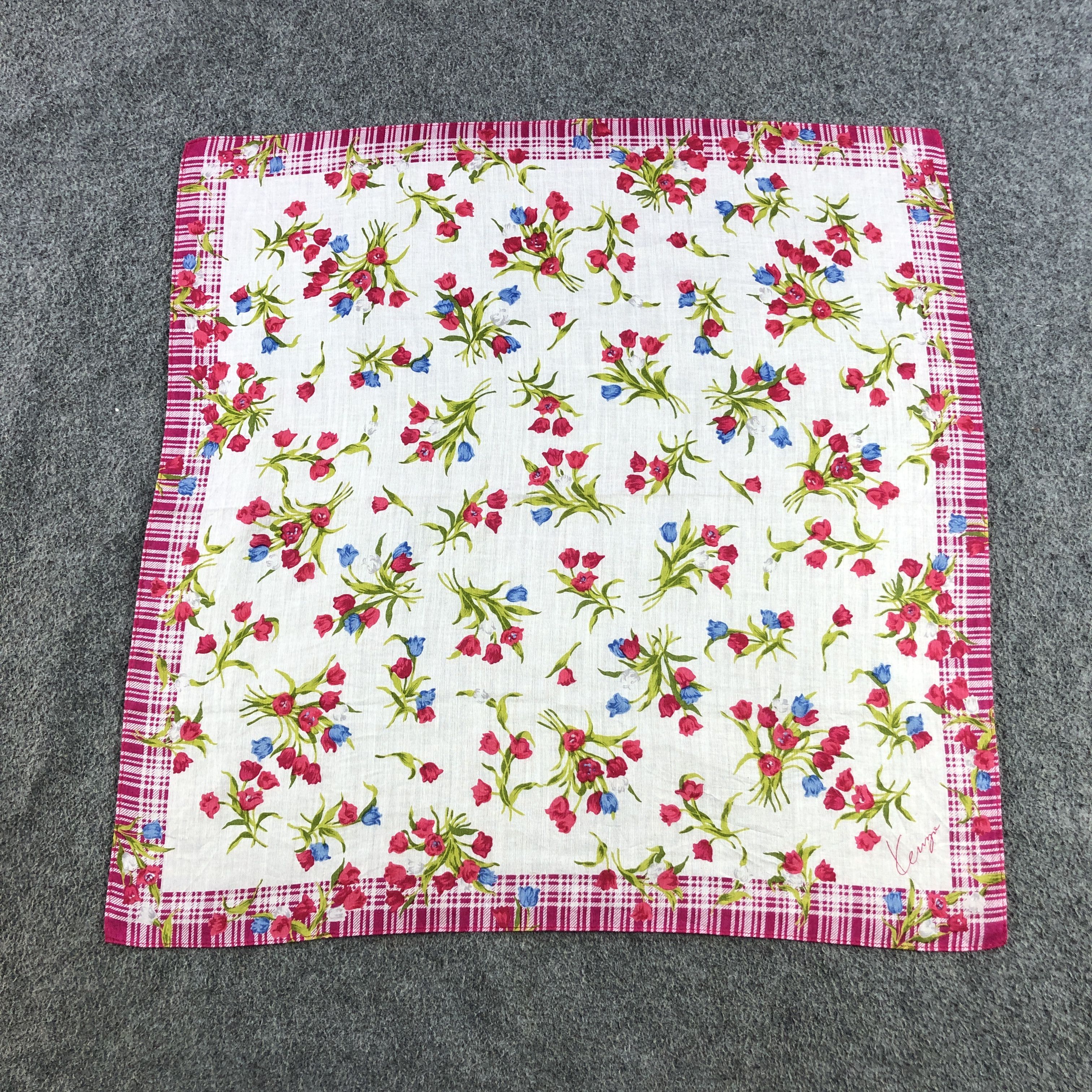 Kenzo × Vintage Kenzo Floral Handkerchief Neckerchief Bandana H2474 Size ONE SIZE - 1 Thumbnail