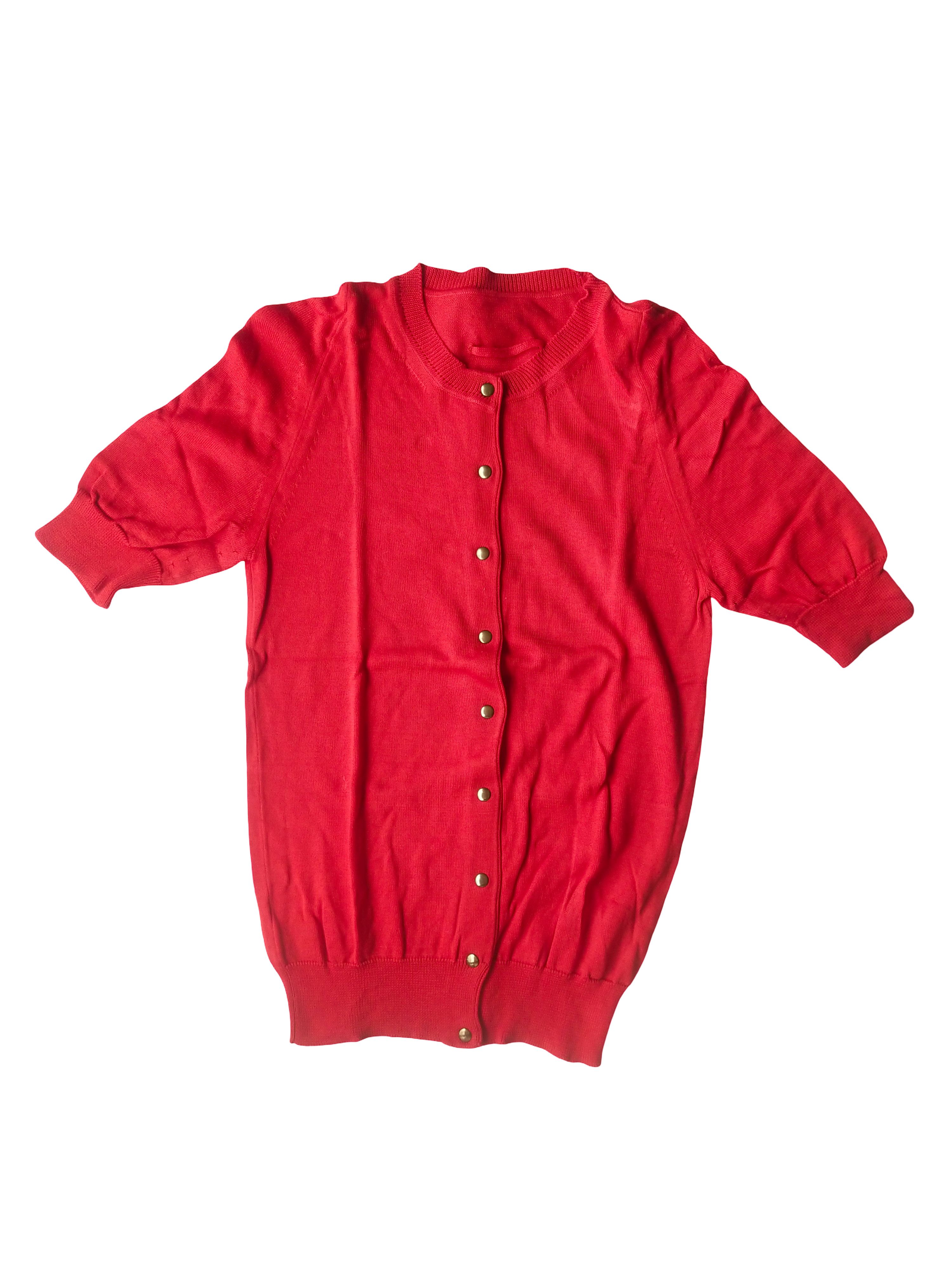 Vintage Yuri Park Milano Artisan Red Short Sleeve Knit Cardigan Size S / US 4 / IT 40 - 1 Thumbnail