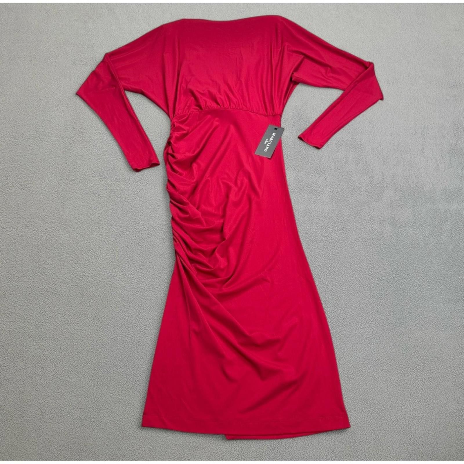 Other NWT Marciano Guess Dress S Magenta Long Sleeve Ruched Bodyco Size S / US 4 / IT 40 - 3 Thumbnail
