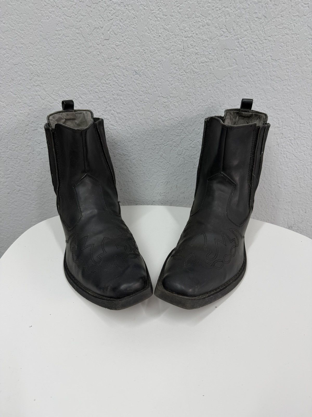 If Six Was Nine AS 98 Vibe Artisan Black Leather Side Cowboy Biker Boots Size US 12.5 / EU 45-46 - 4 Thumbnail