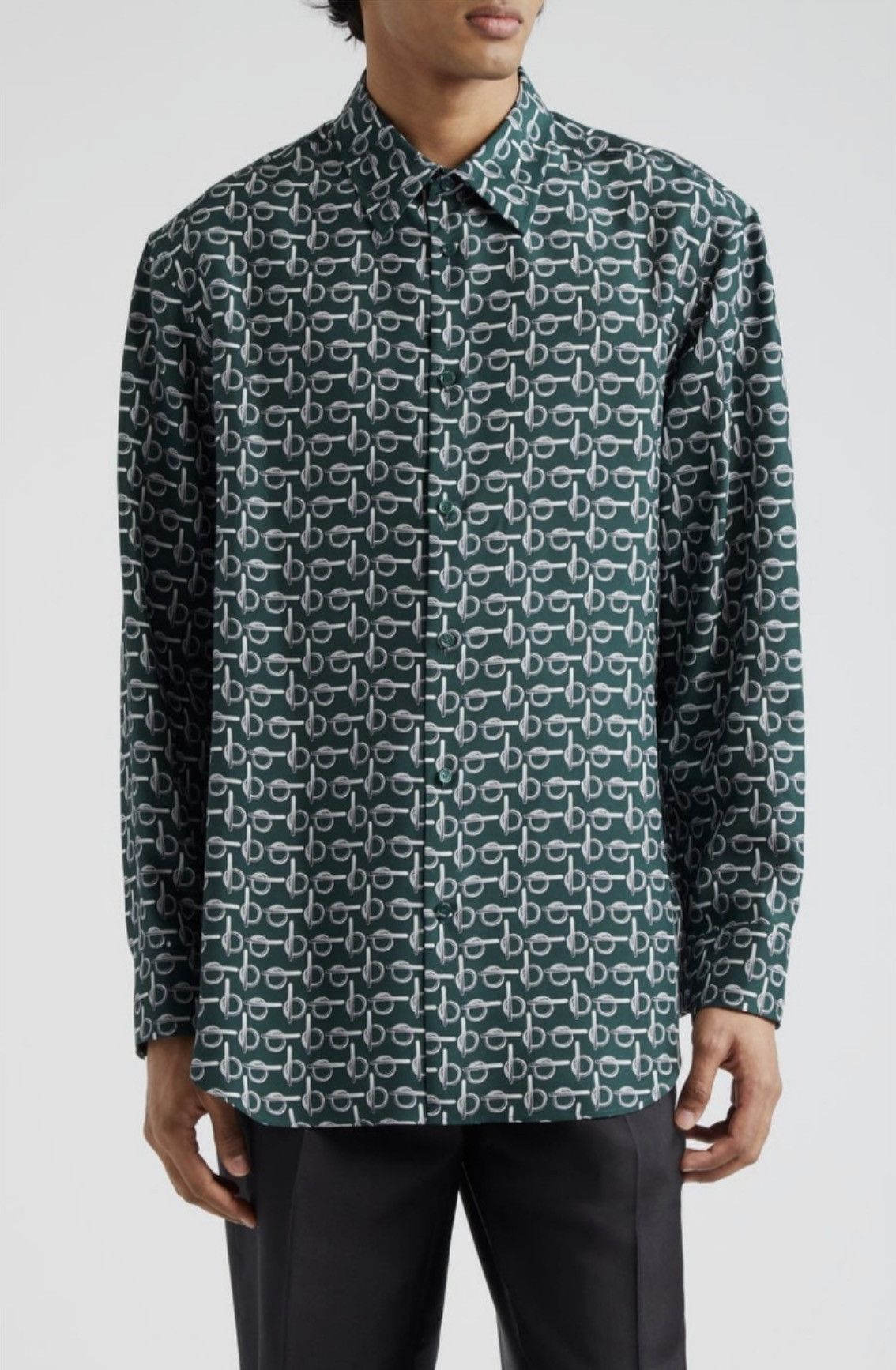 Burberry BURBERRY Monogram B Silk Print Long Sleeve Shirt Size US L / EU 52-54 / 3 - 3 Thumbnail