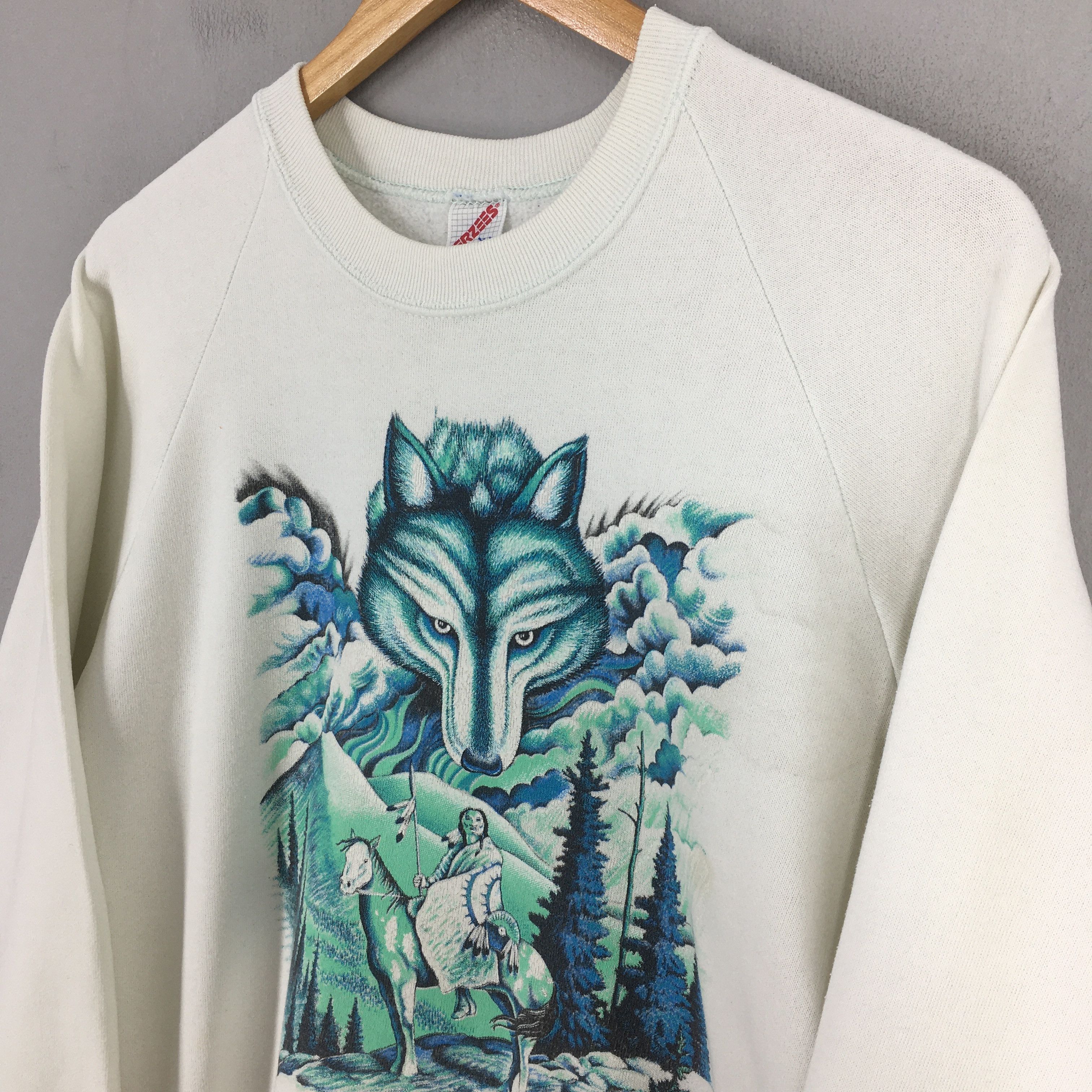 LONE WOLF × Vintage Vintage 90s North American Arizona Wolf Sweatshirt Large Size US L / EU 52-54 / 3 - 3 Thumbnail