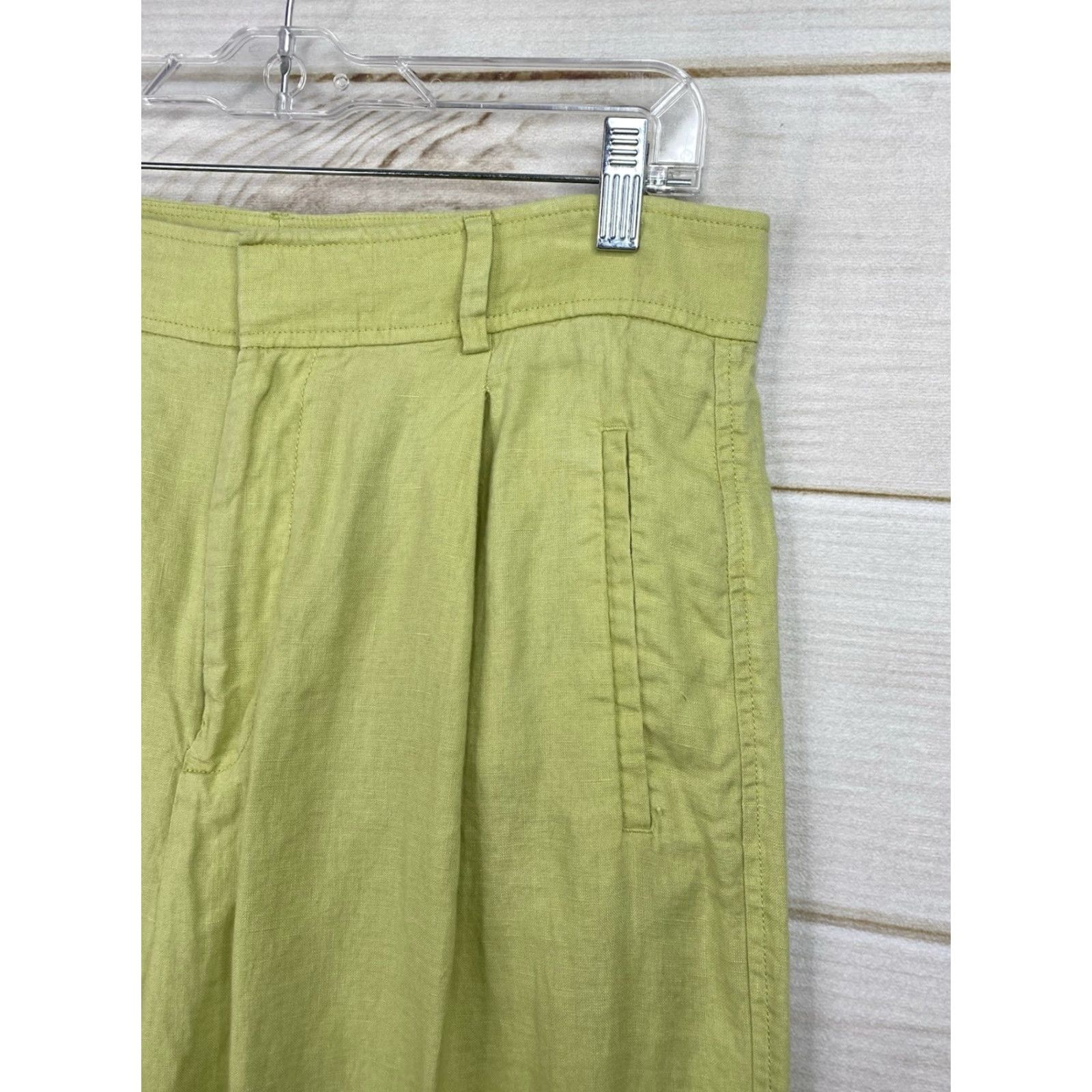 Everlane Everlane Green Linen Wide-Leg Pants Womens 12 Casual Beachy High Rise Pockets Paperbag Vintage? Size 34" / US 12 / IT 48 - 2 Thumbnail