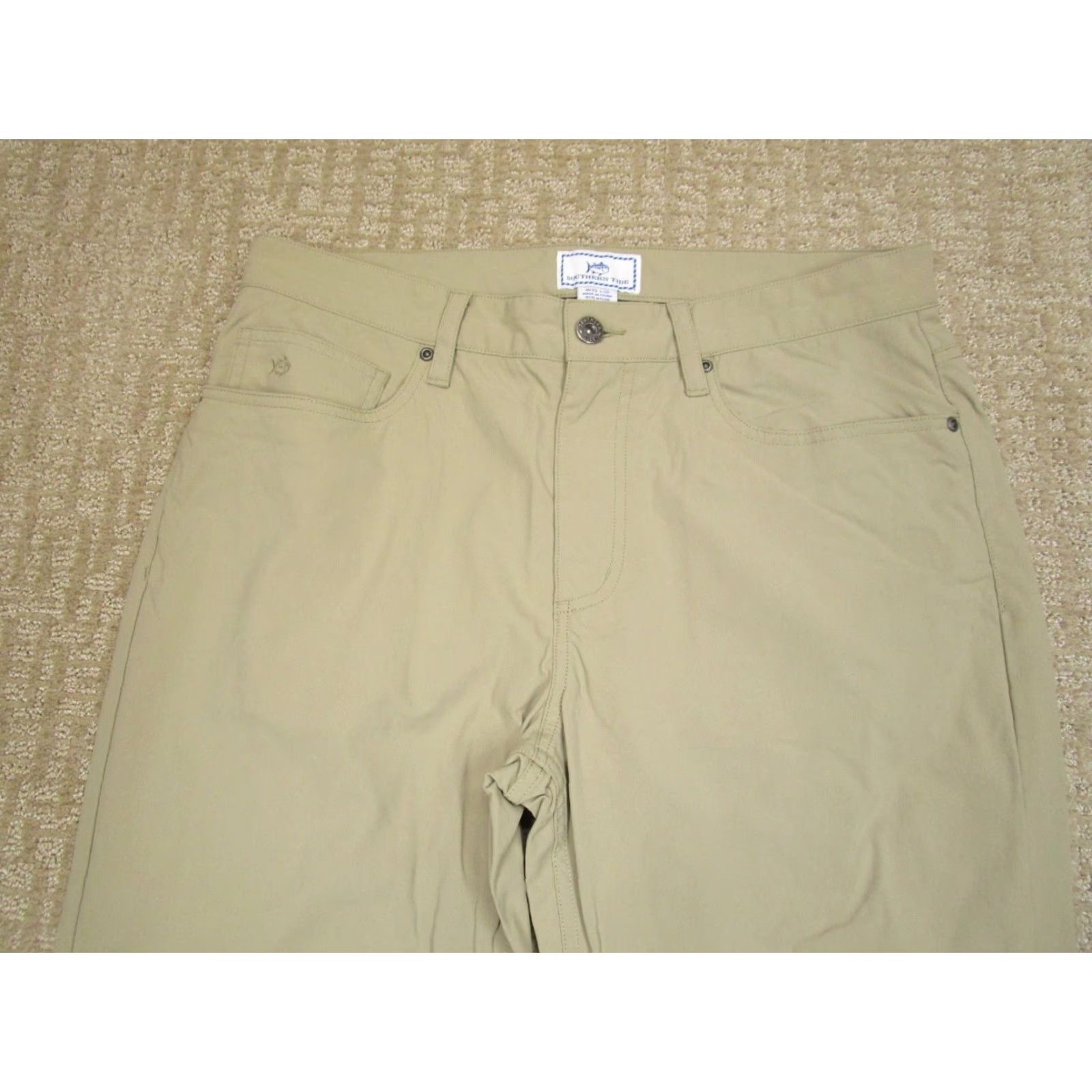 Southern Tide Southern Tide Pants Men Regular 33x32 Nylon Spandex Lightweight Chino Logo Ivory Size US 33 - 2 Thumbnail