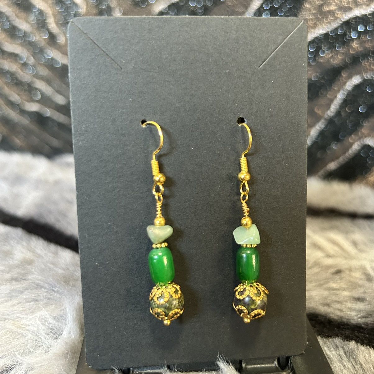 Handmade Handcrafted genuine blood stone cat eye glass earrings Size ONE SIZE - 2 Thumbnail