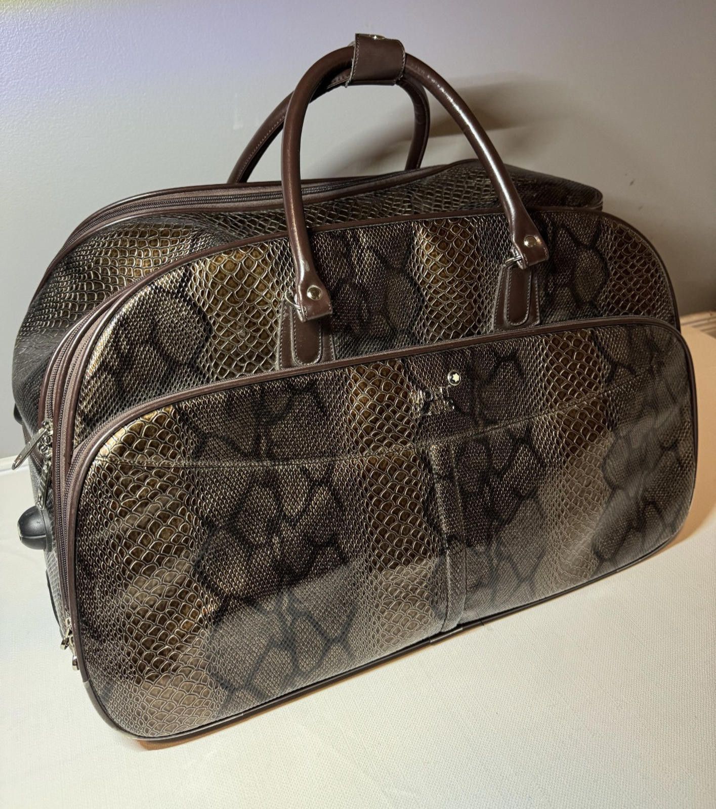Montblanc Vintage Montblanc Brown Leather Trolley Suitcase with Wheels Size ONE SIZE - 2 Thumbnail