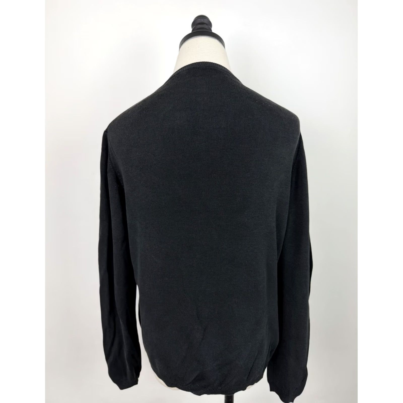 Ann Taylor VINTAGE Ann Taylor Cardigan Sweater Womens Large Black 90s Minimal Knit Silk Blend Lightweight Crew Neck Cardigan Womens Size L / US 10 / IT 46 - 6 Thumbnail