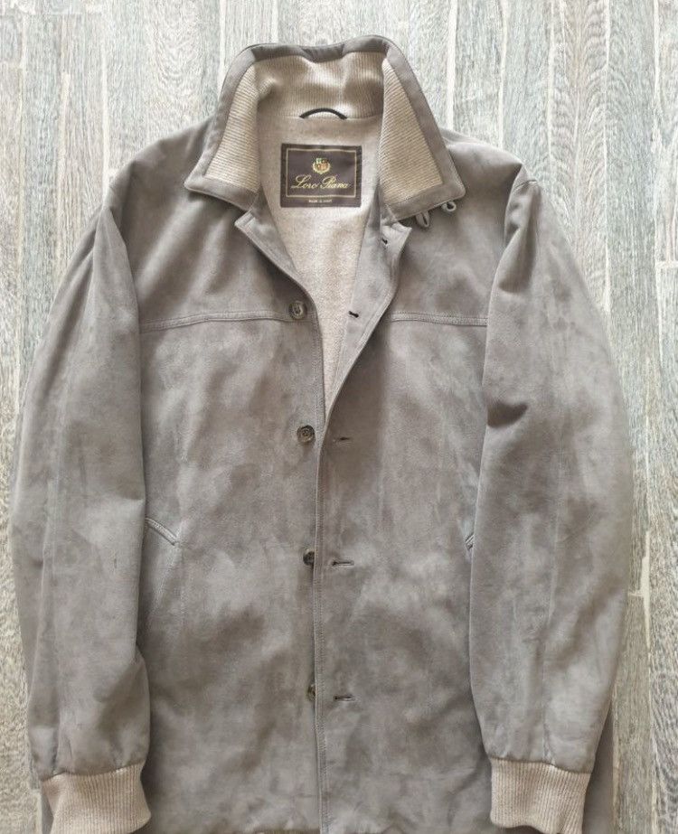 image of Loro Piana Leather Suede Cashmere Detail Jacket in Grey, Men's (Size 2XL)