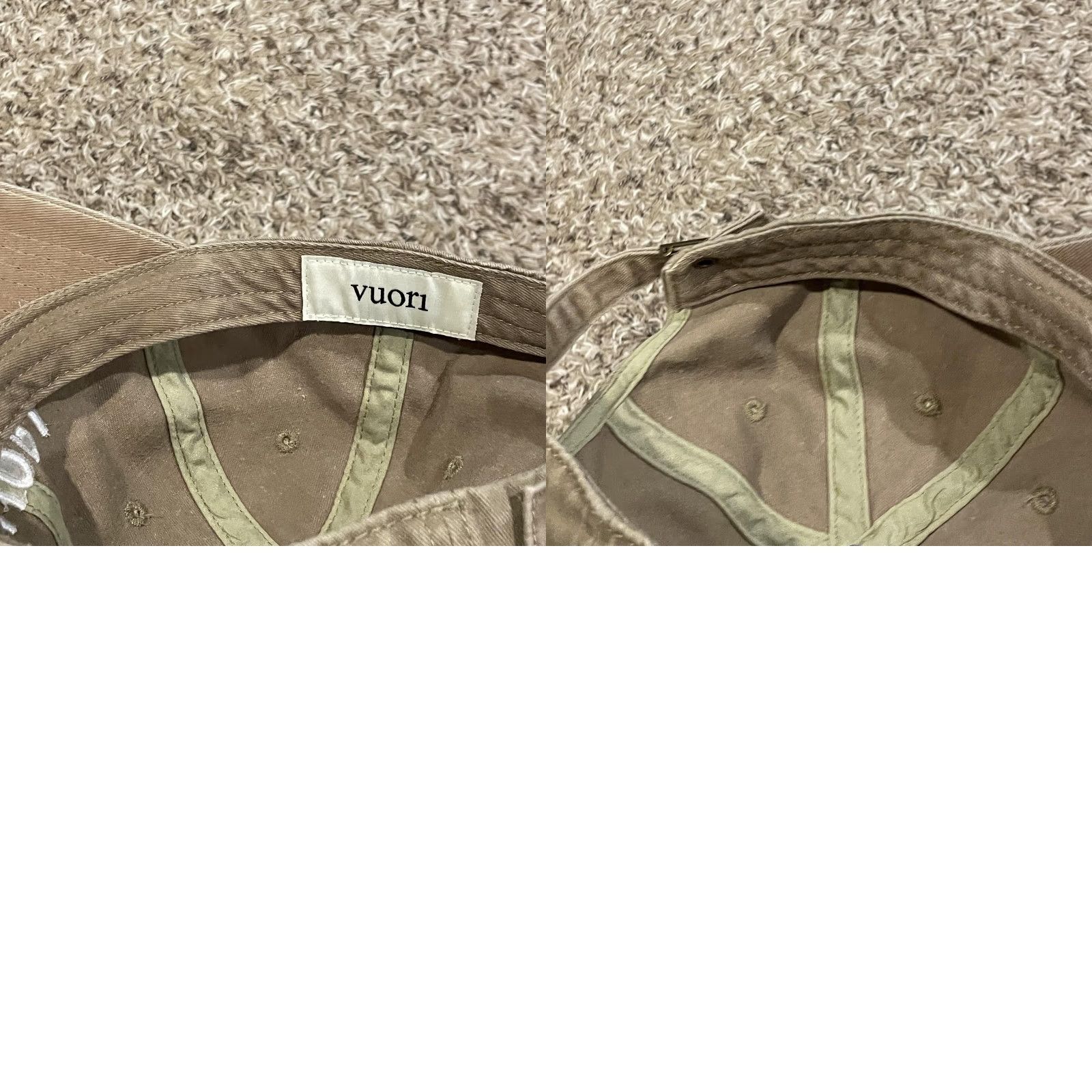Vuori Vuori Baseball Cap One Size Tan Twill Logo Embroidered Casual Mens Hat Strap Back Adjustable Vintage No Size ONE SIZE - 9 Thumbnail