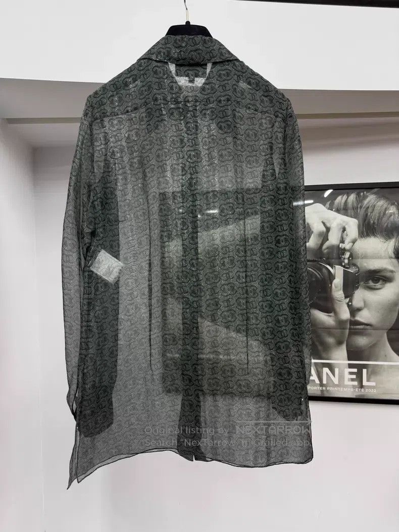 Chanel Chanel Dark green full logo silk shirt Size XXS / US 00 / IT 34 - 3 Thumbnail