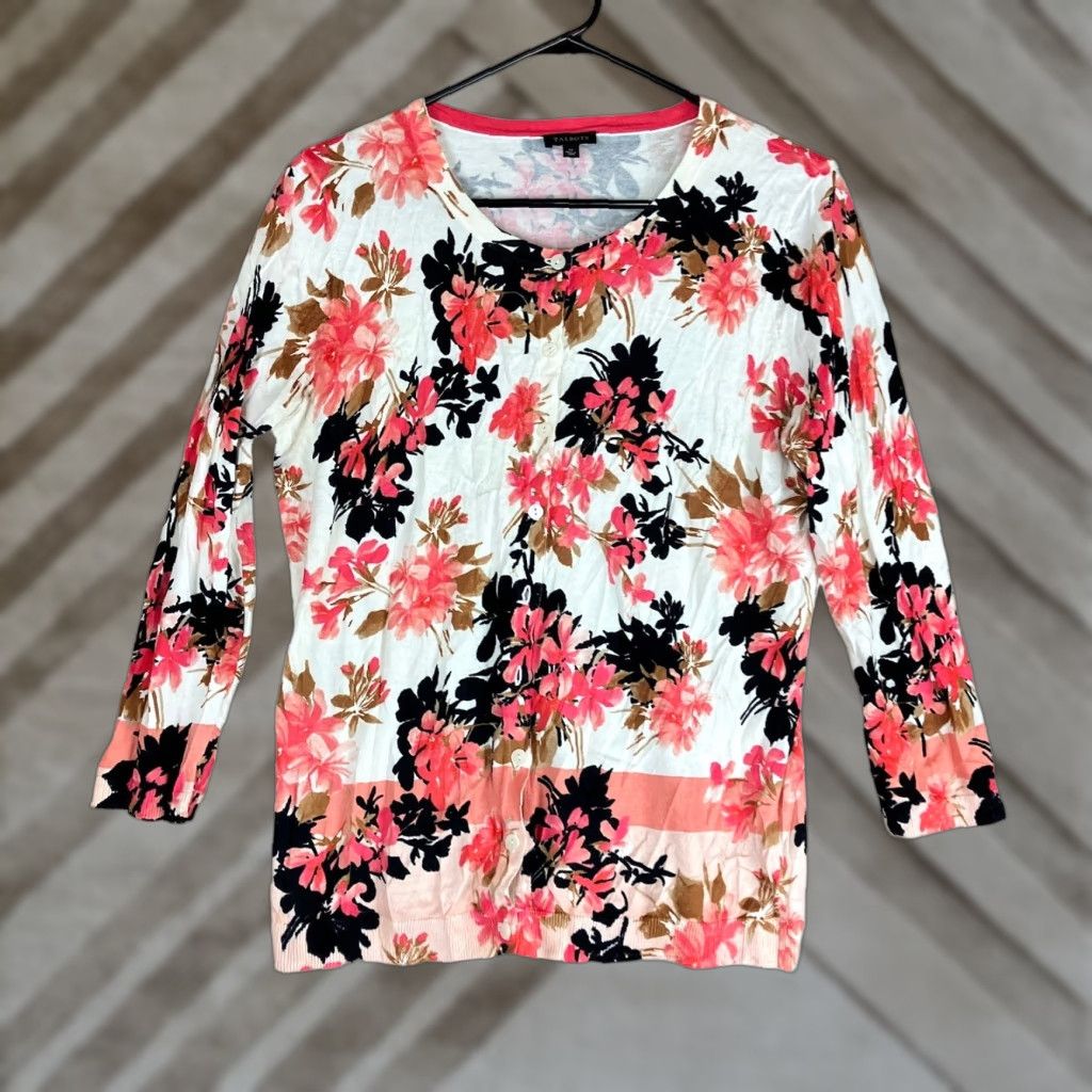Banana Republic Talbots Womens Cardigan Sweater Multicolored Floral Button Down Cotton Blend M Size M / US 6-8 / IT 42-44 - 1 Thumbnail