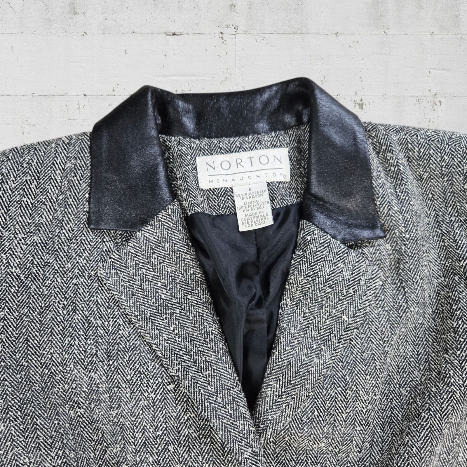 Vintage 90s Vintage Gray Black Tweed Herringbone Blazer Size 6 Size M / US 6-8 / IT 42-44 - 3 Thumbnail