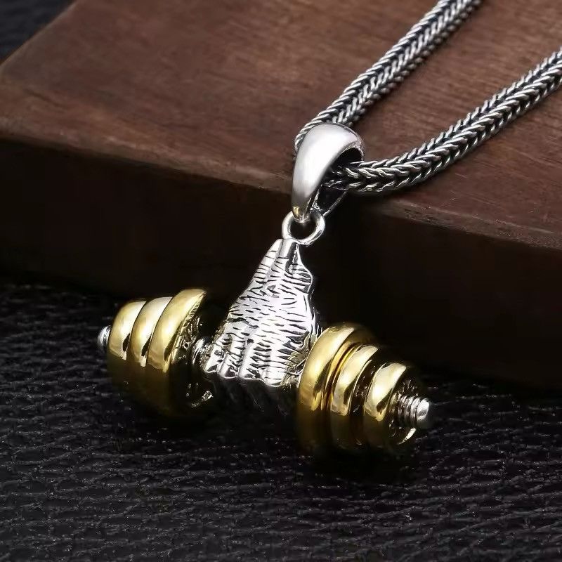 Jewelry Hand-Held Dumbbell Pendant Necklace Size ONE SIZE - 2 Thumbnail