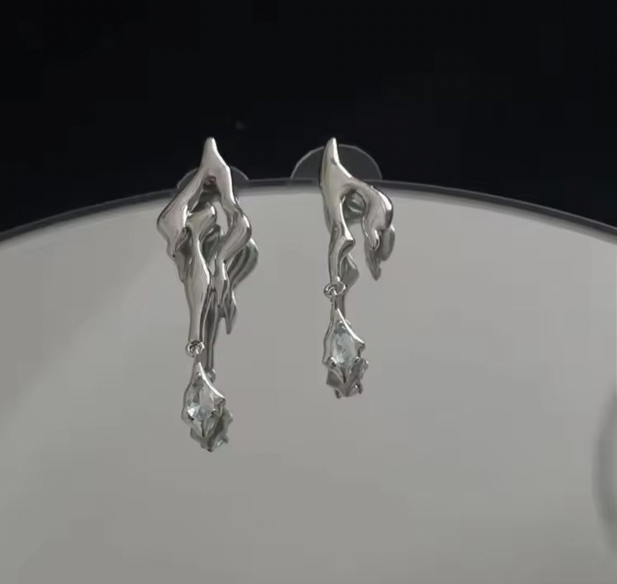 Jewelry Grunge Art Earrings Chrome Spike Jewelry Size ONE SIZE - 1 Thumbnail