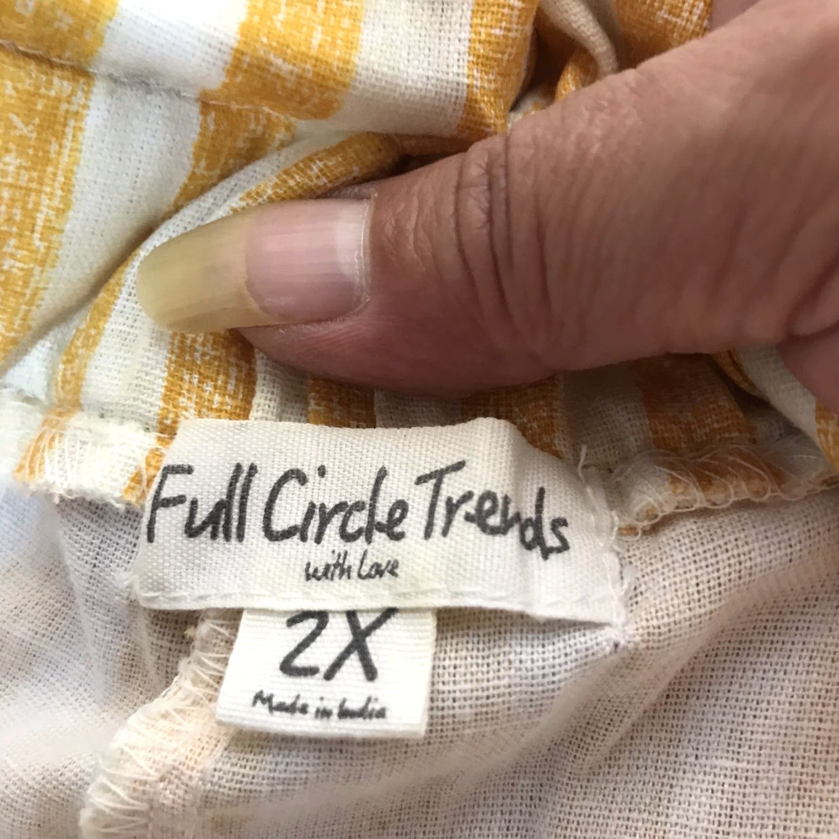 Vintage VINTAGE Full Circle Trends Women's 2X Yellow/Cream Striped Cotton Pull-On Shorts Casual Summer Size 40" / US 18 - 3 Thumbnail