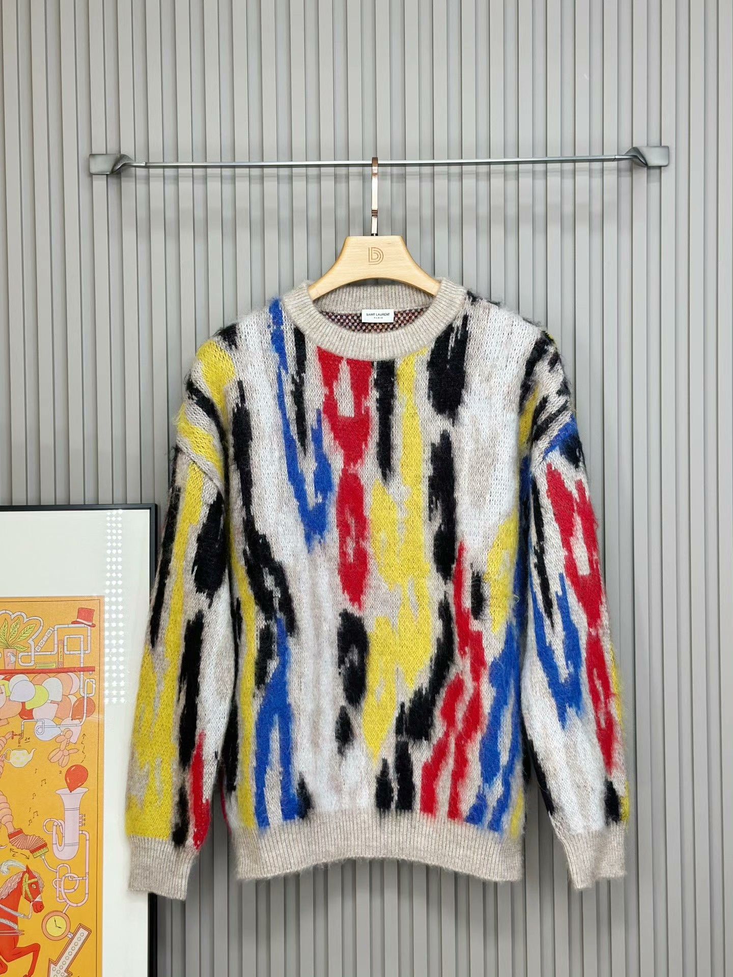 Saint Laurent Paris Saint Laurent Colorful Jacquard Crewneck Sweater Size US L / EU 52-54 / 3 - 1 Thumbnail