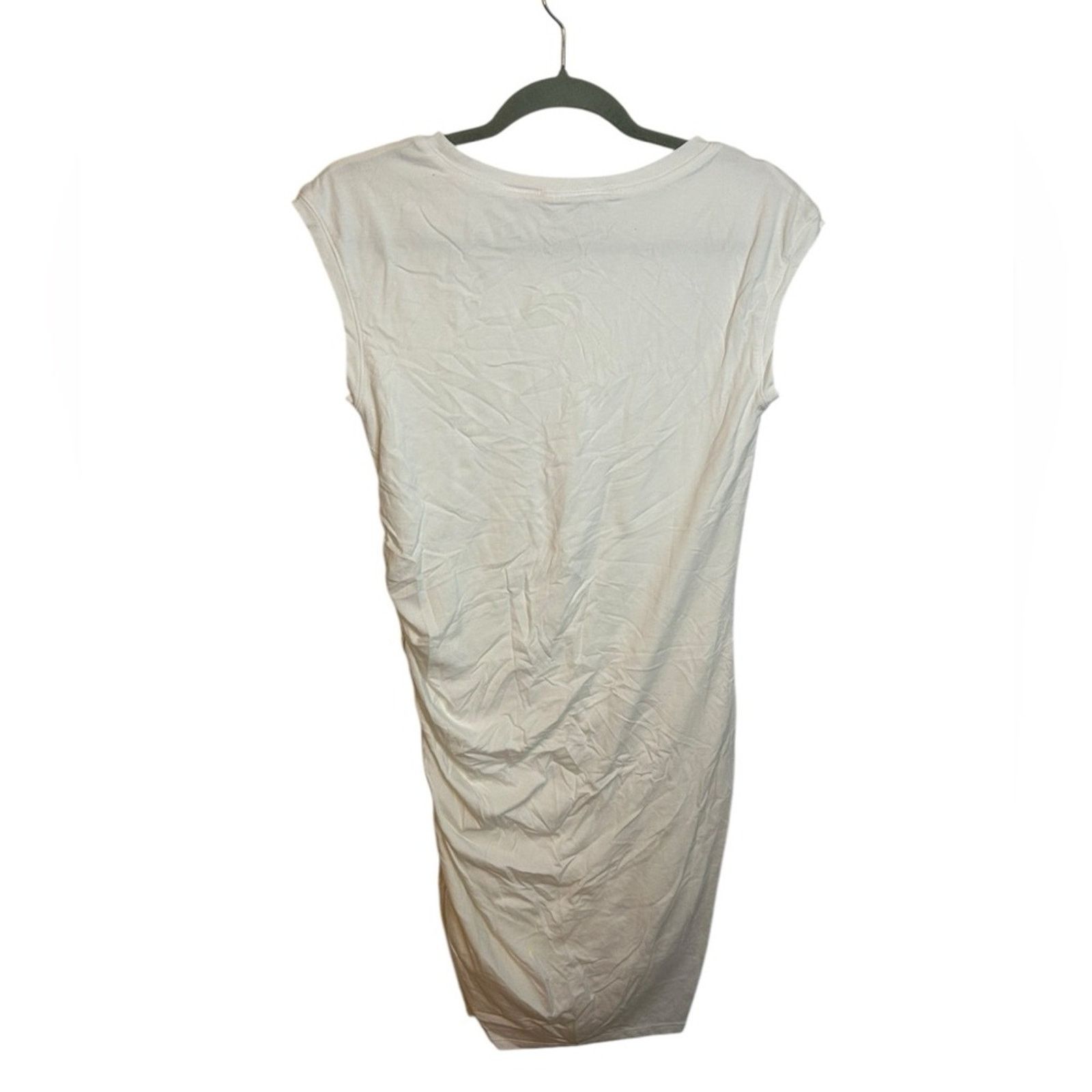 Athleta Athleta Care Free White Ruched Tee Dress Size M / US 6-8 / IT 42-44 - 2 Thumbnail