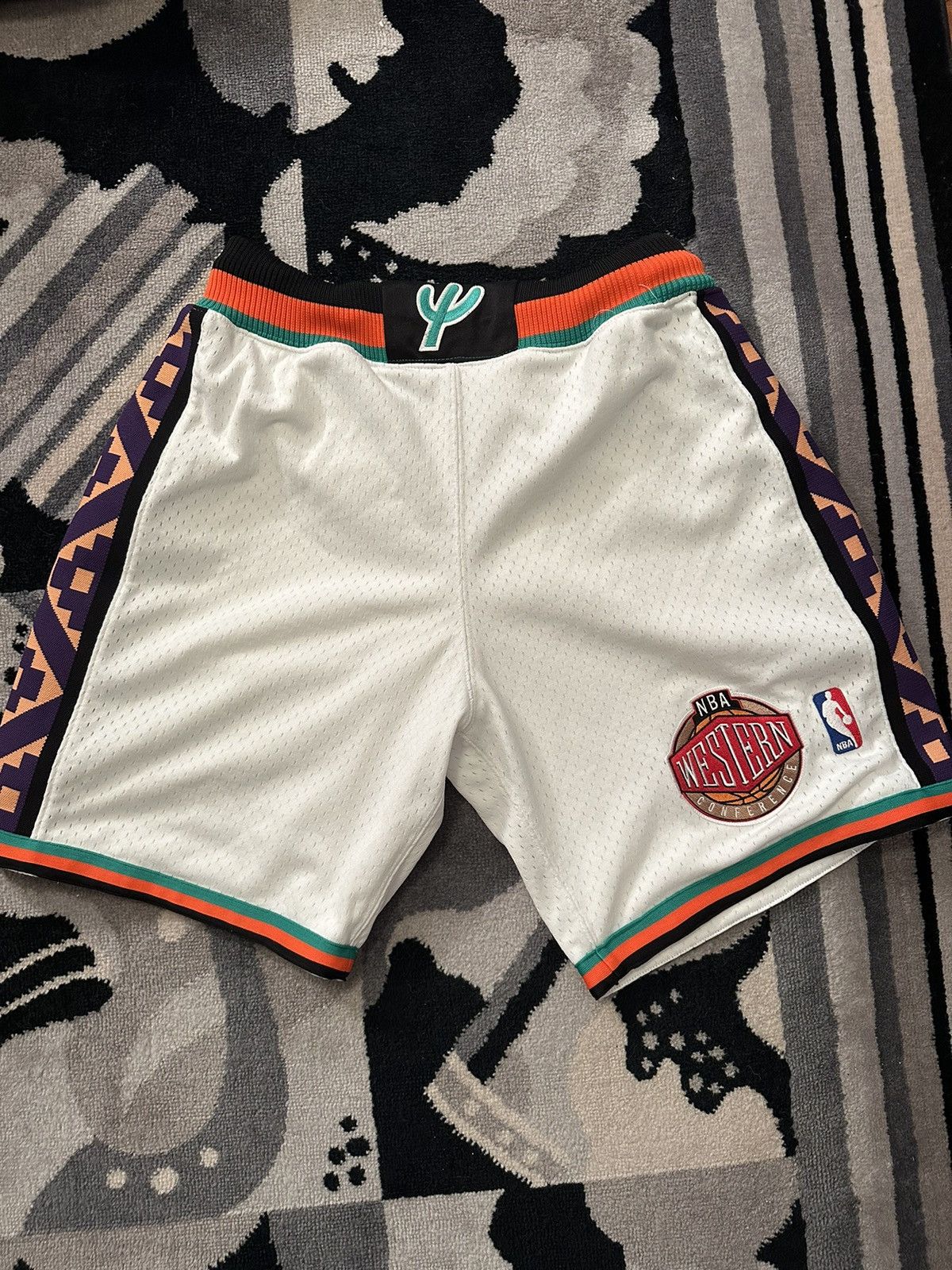 image of Mitchell Ness Mitchell & Ness 1995 All Star Game Shorts in White, Men's (Size 30)