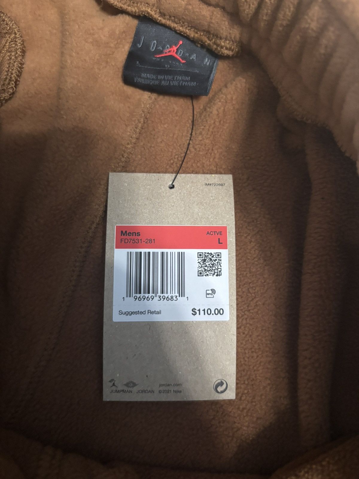Nike Jordan Essentials Statement Fleece Sweatpants Archaeo Brown Size US 36 / EU 52 - 6 Thumbnail