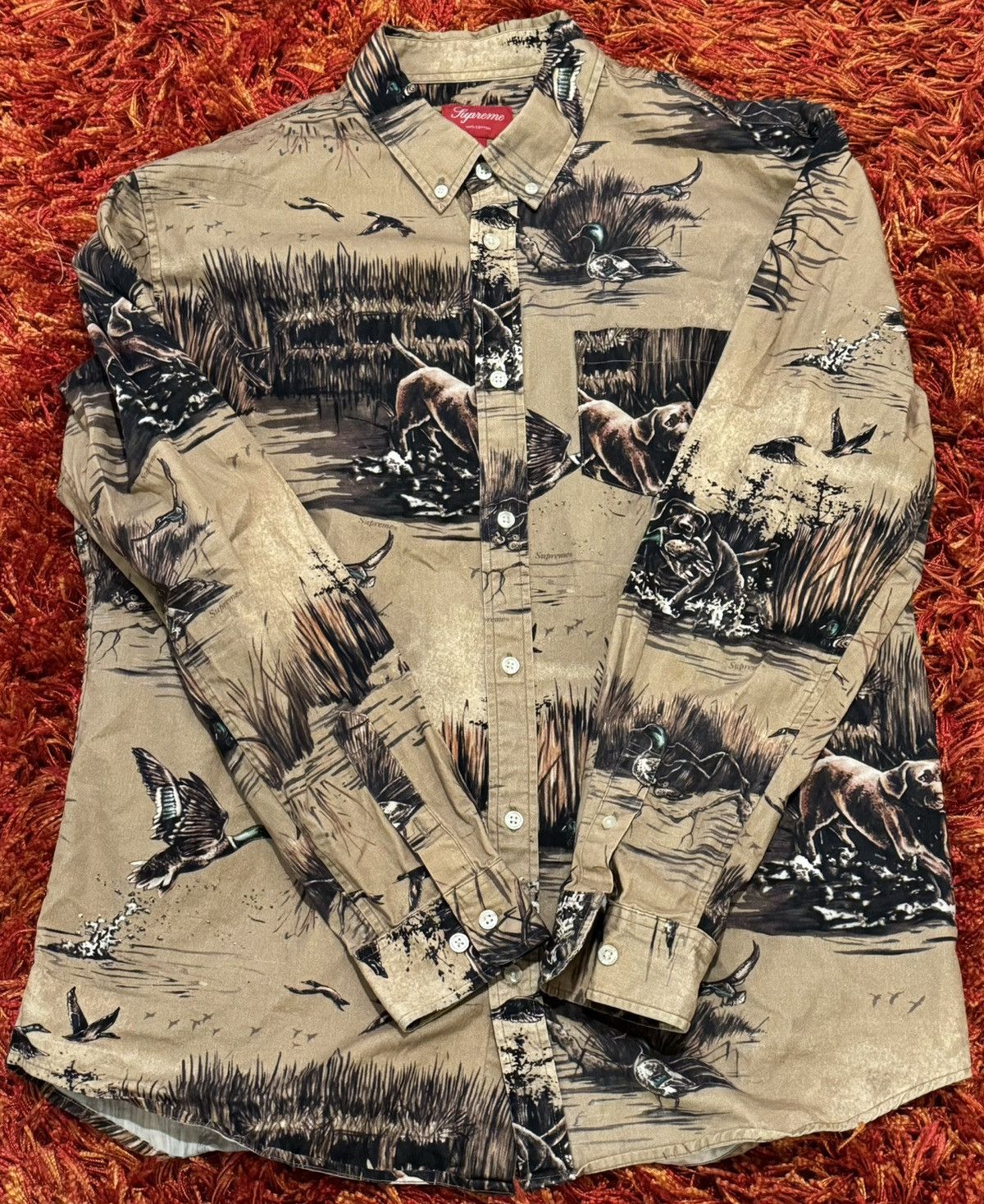image of Supreme Ducks And Dogs Button Up F/w 2012 XL in Brown, Men's