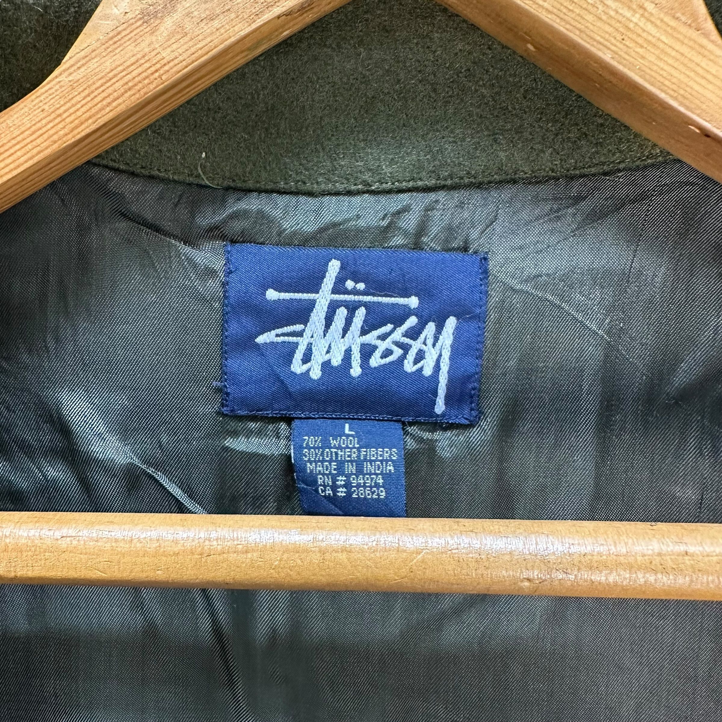 Stussy 90’s STUSSY Workwear Green Wool Flannel Jacket #105-1460 Size US L / EU 52-54 / 3 - 11 Thumbnail
