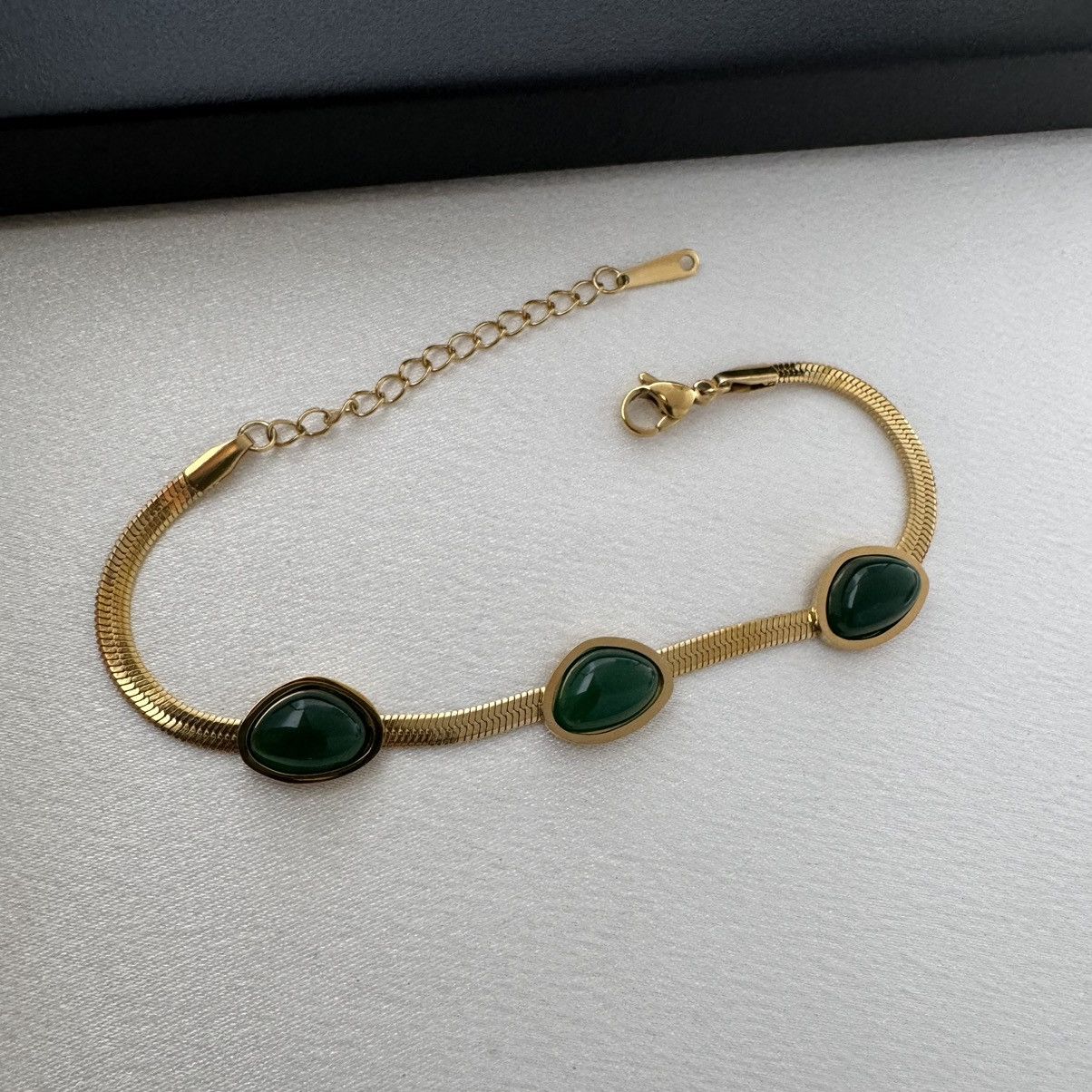 Other Adjustable Snake Chain Green Crystal Bracelet for Women Size ONE SIZE - 3 Thumbnail