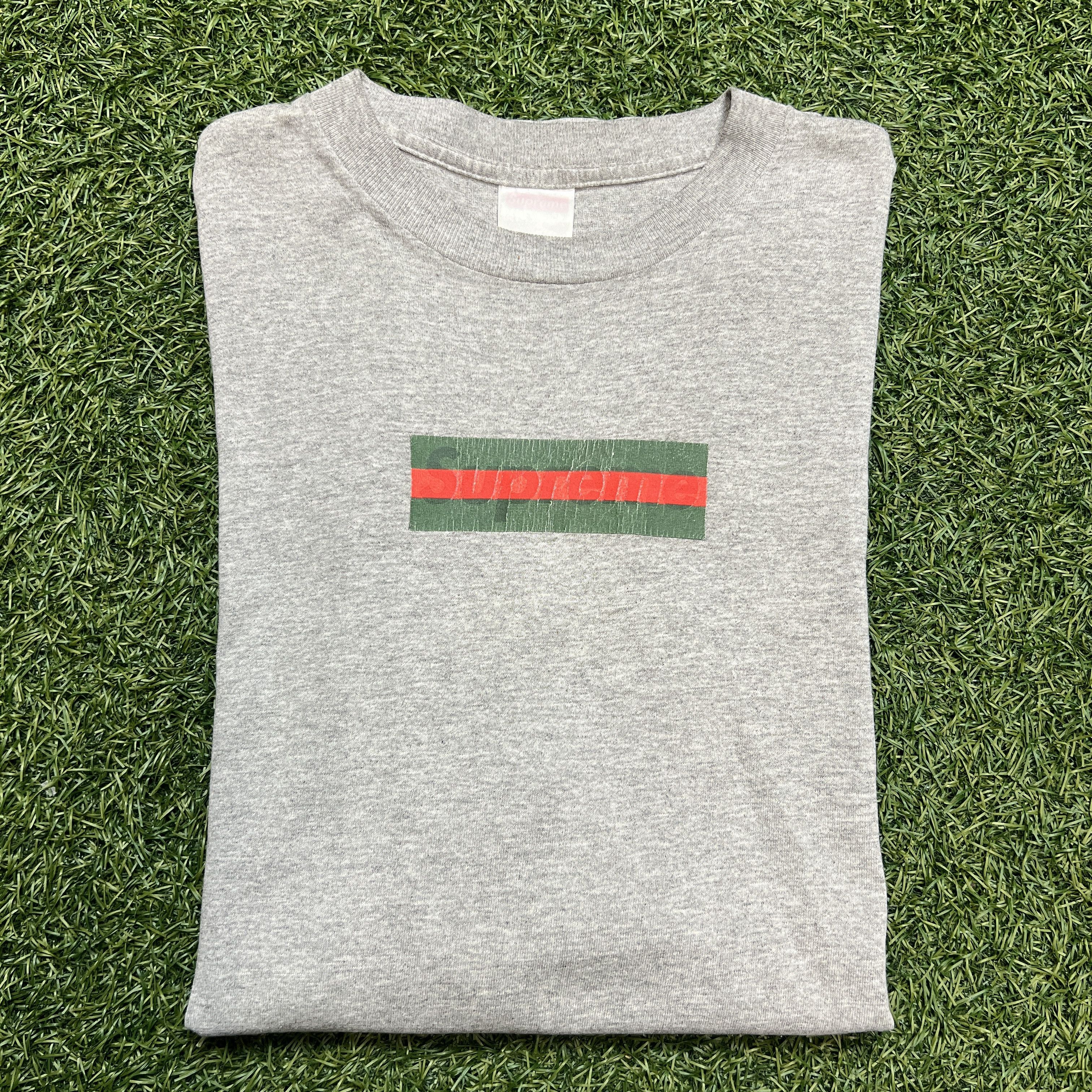 image of Supreme "gucci" 2000 Box Logo Grey Tee Size Size Xl, Men's