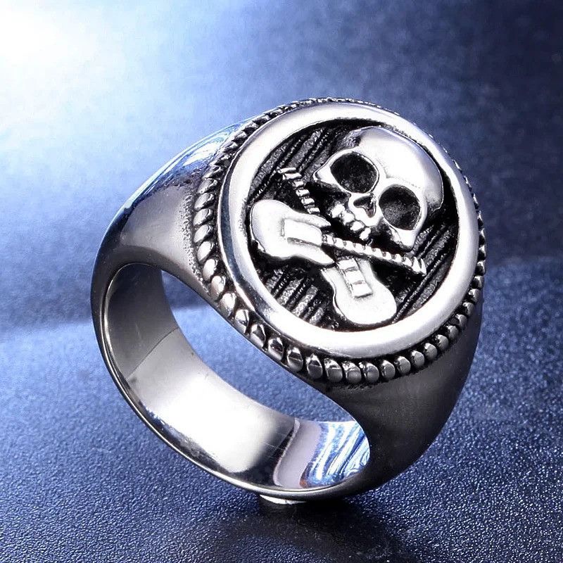Vintage Cool Guitar Skull Ring Size ONE SIZE - 2 Thumbnail