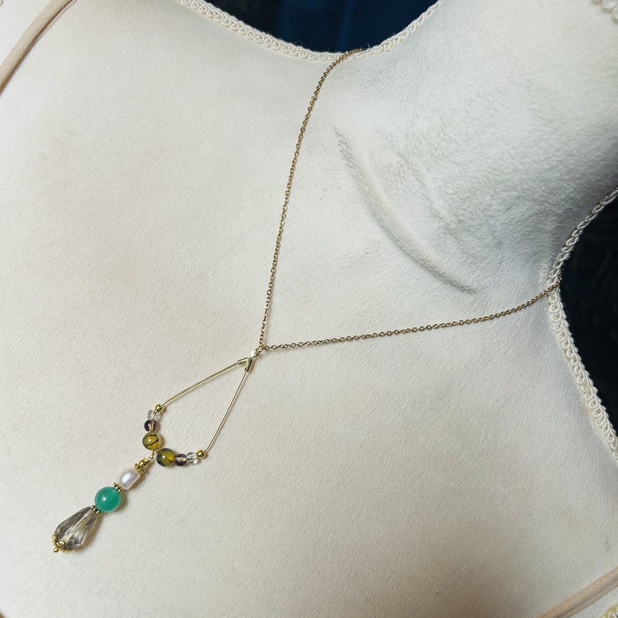 Handcrafted vintage bead changeable charm pendant necklace