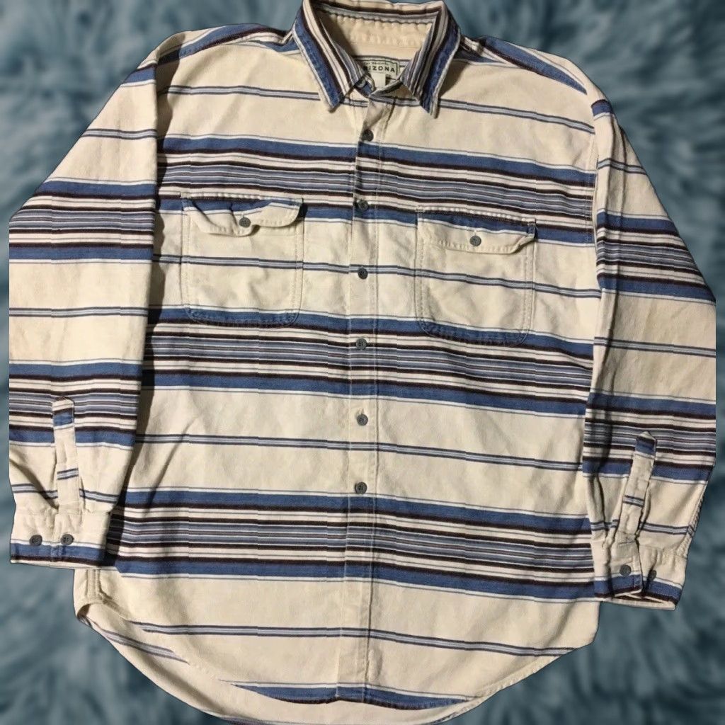 Gotcha VINTAGE 90s Striped Faded Button-Up Shirt L Beige Surf Skate Grunge All Over Print OPS Ocean Pacific Vaporwave 70s 80s Retro Beach Mens Size US L / EU 52-54 / 3 - 1 Thumbnail